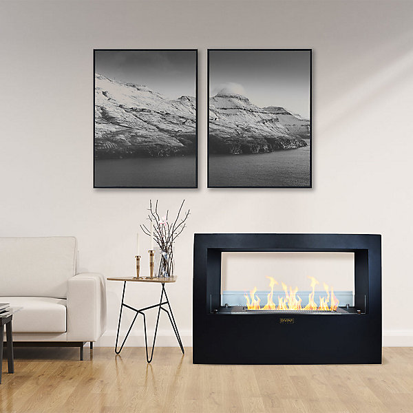 Cheminée à bioéthanol sur pied Giotto S Black 100x30x70 pour intérieur/extérieur
