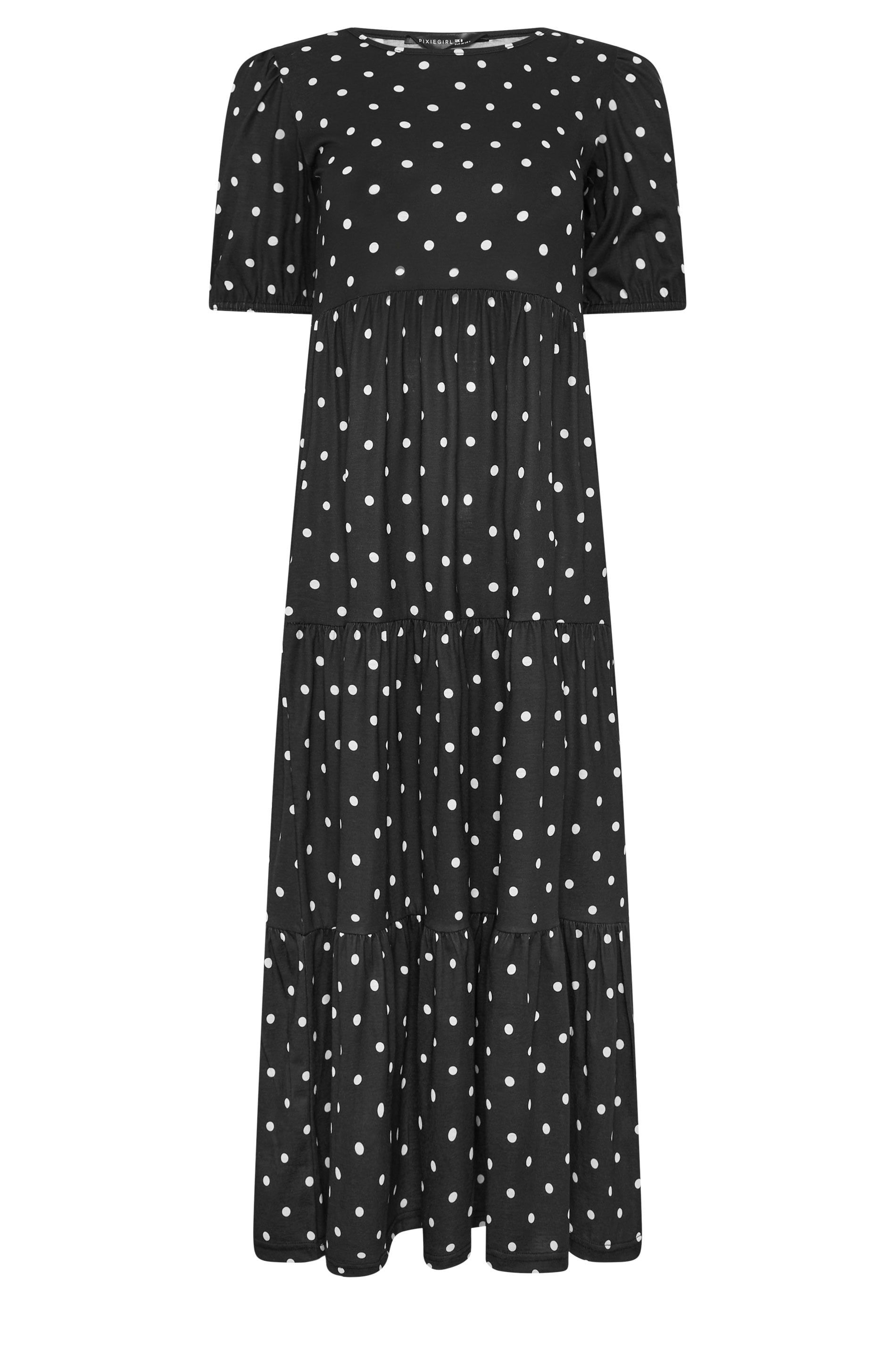 PixieGirl Petite Polka Dot Tiered Maxi Dress