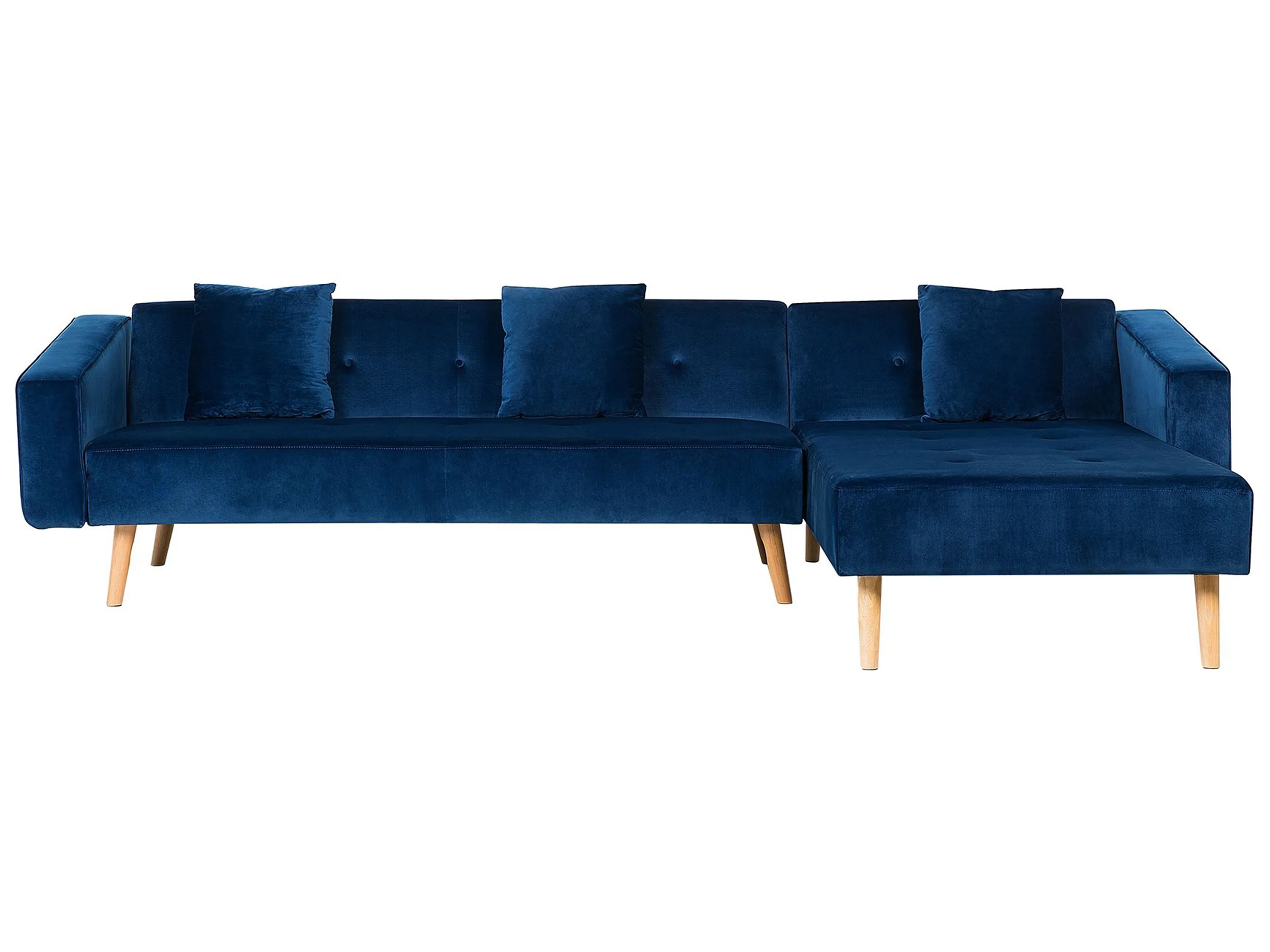 Corner Sofa Bed 4 Seater VADSO Velvet Navy Blue Left Hand