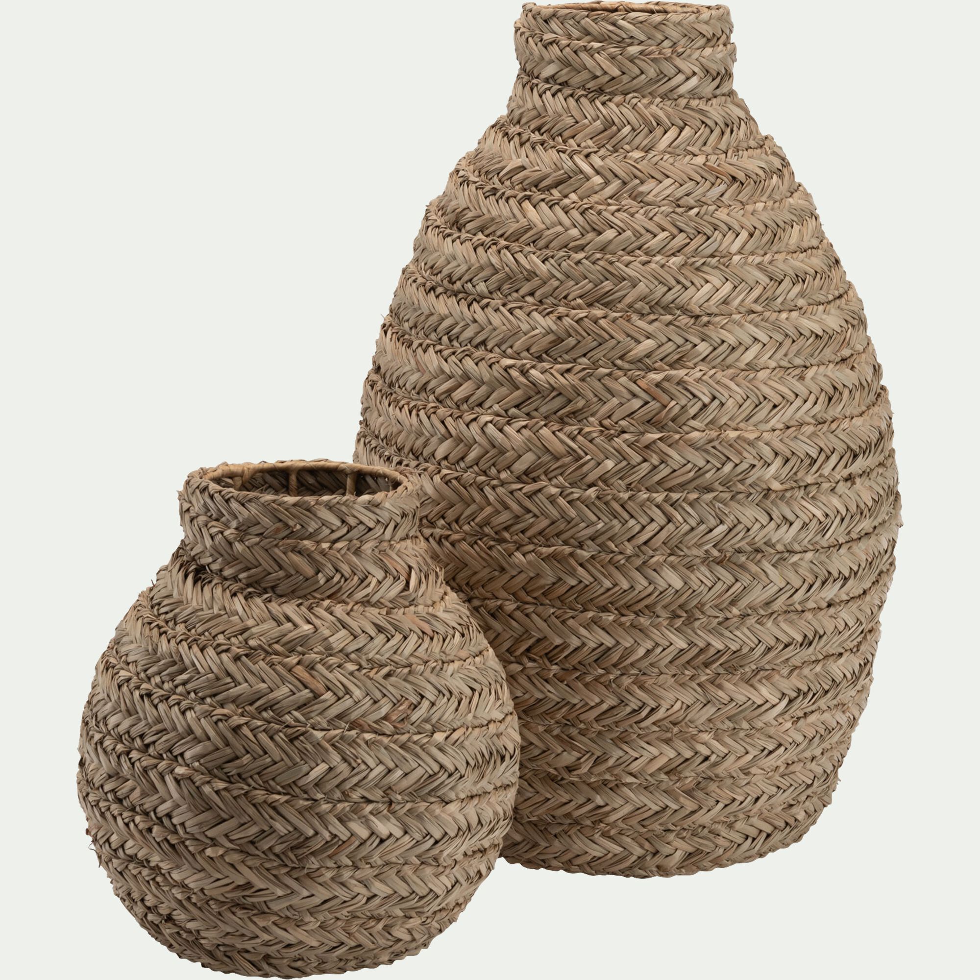 COTIGNAC - Vase boule en jonc de mer tressé H30cm - naturel