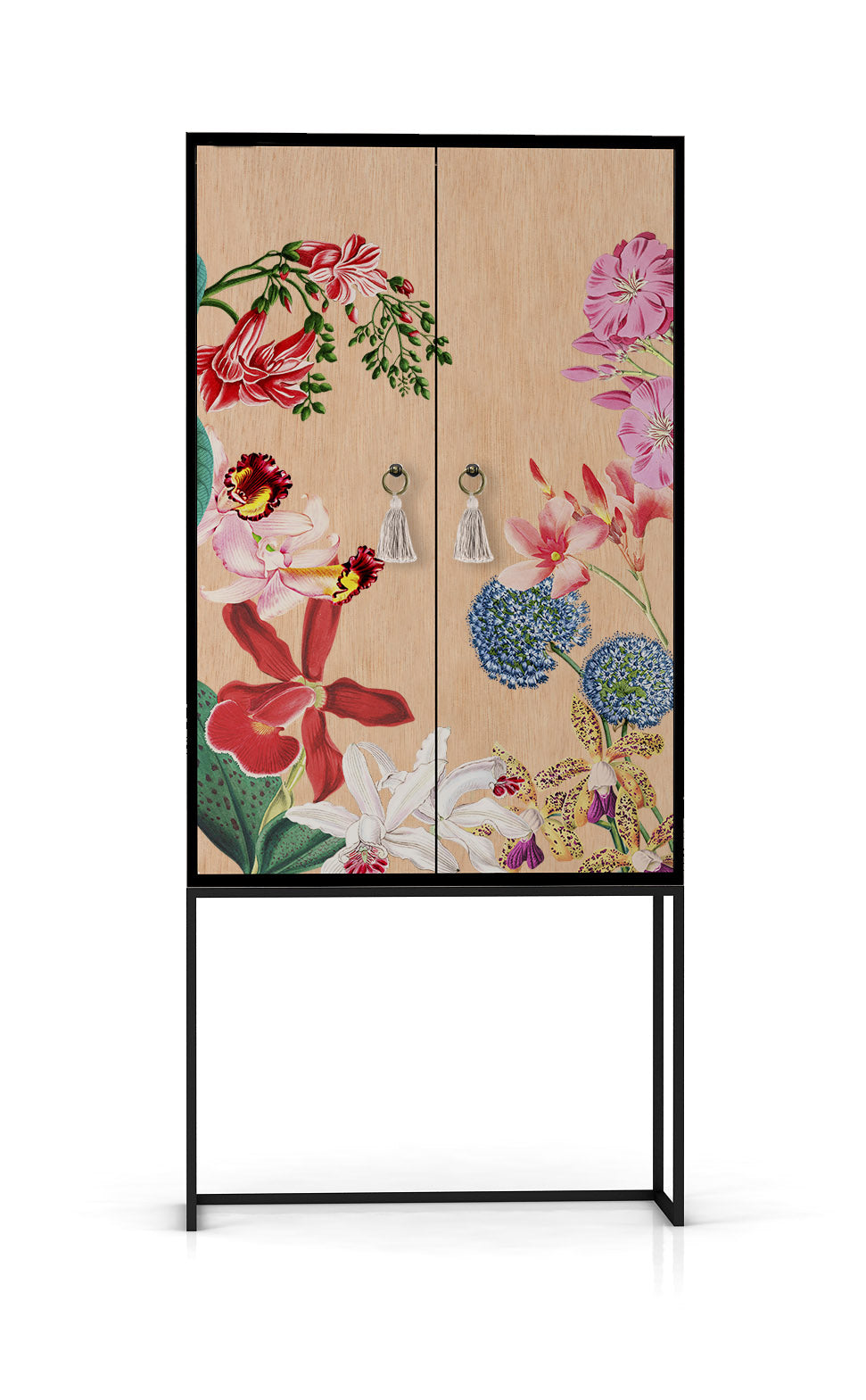 Kast dressoir met 2 deuren van MDF met EXOTIC ORCHODEA patroon