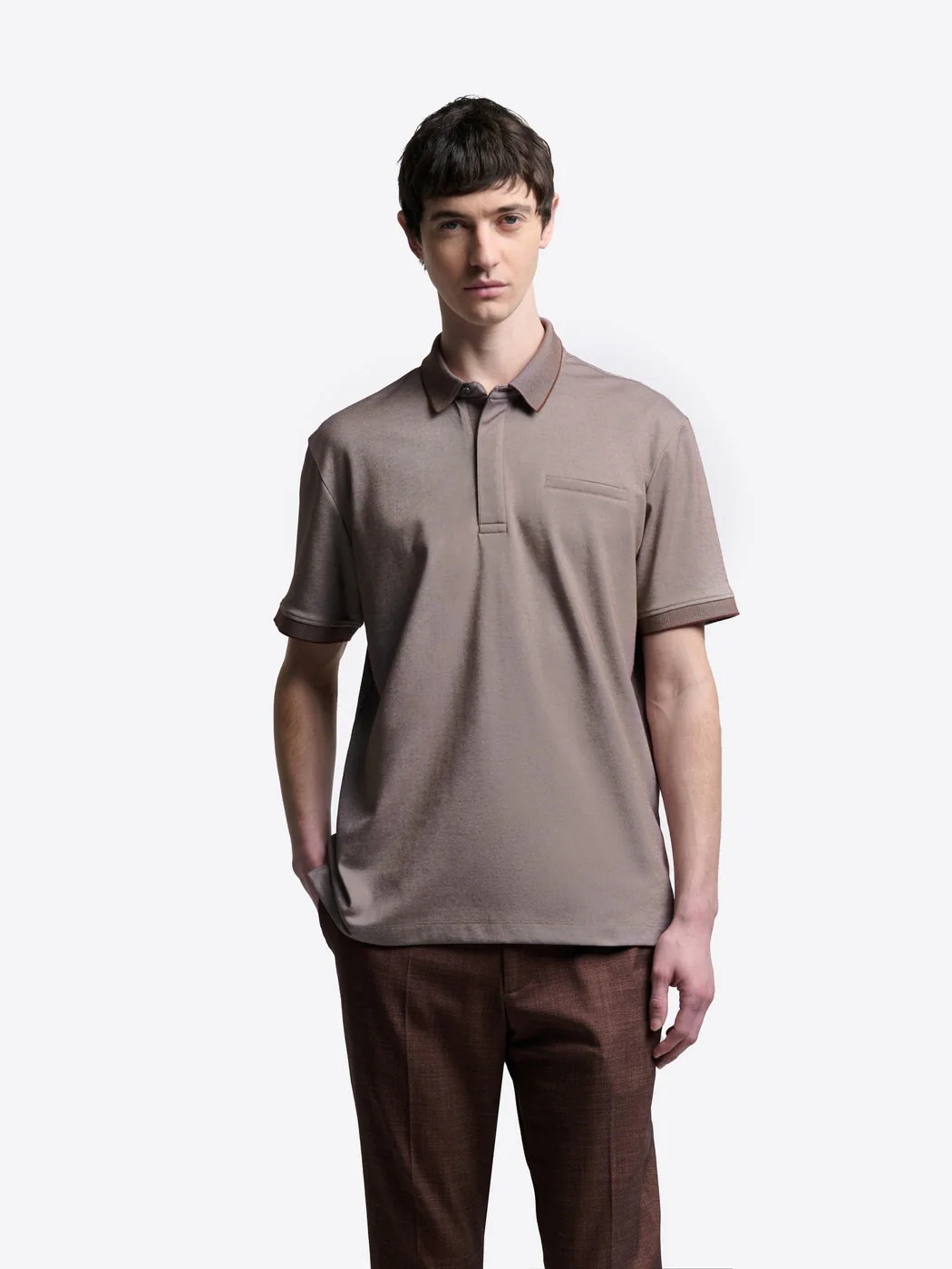 Polo col boutonné maille chinée