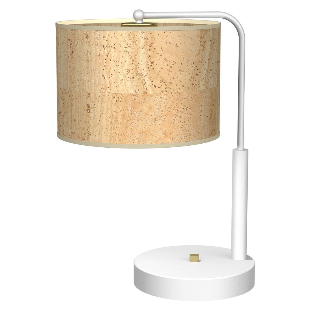 Lampka biurkowabiało-brązowa CORK 1xE27x60W wys:37cm Milagro