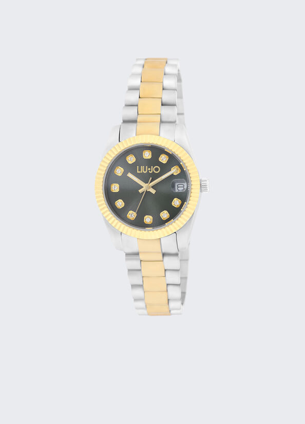Orologio bicolor in acciaio con brill