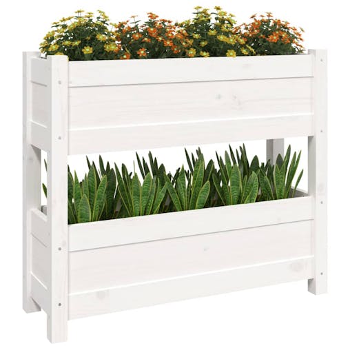 NNEVL Planter White 77x25x66 cm Solid Wood Pine
