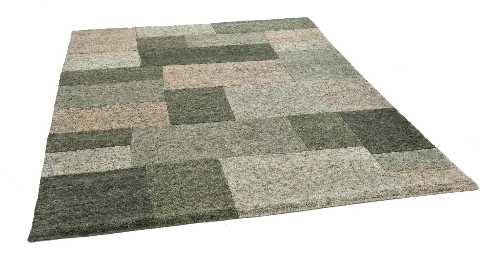 DALAS - Tapis moderne noué main en laine vert 170x240 cm
