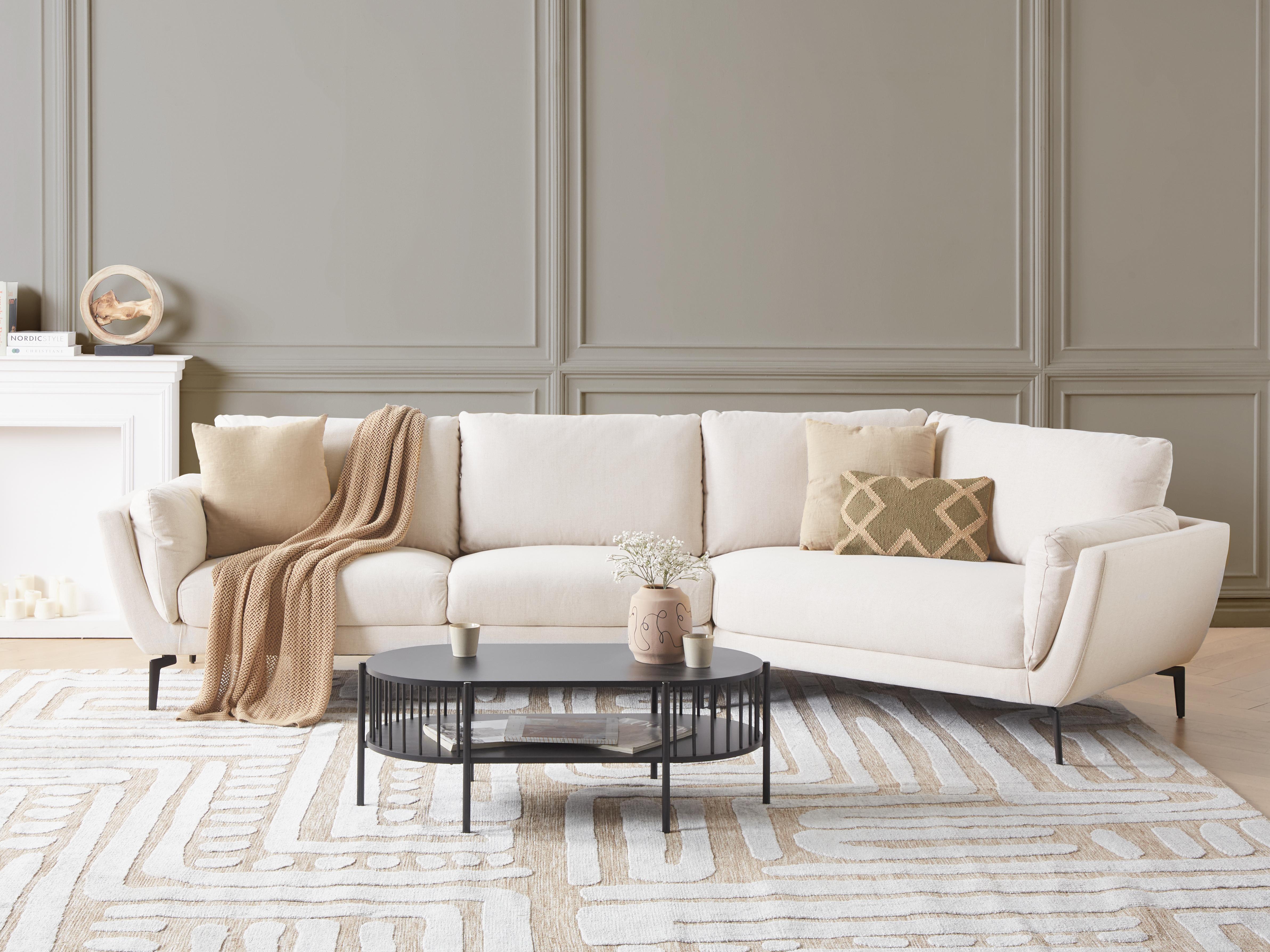 Sofa 3 Seater KANSSELI Fabric Light Beige