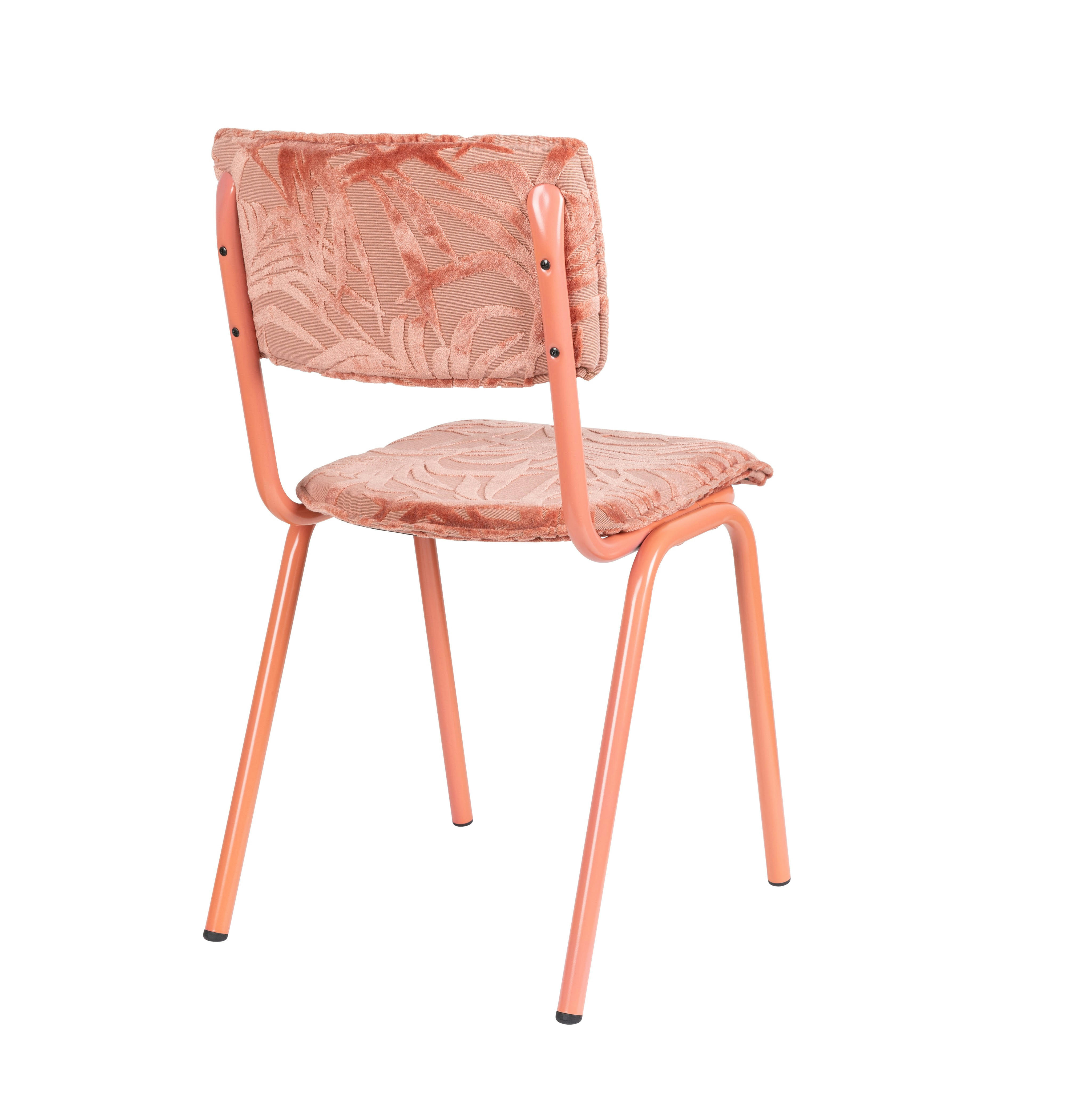 BACK TO MIAMI - Chaise de repas brodée velours rose