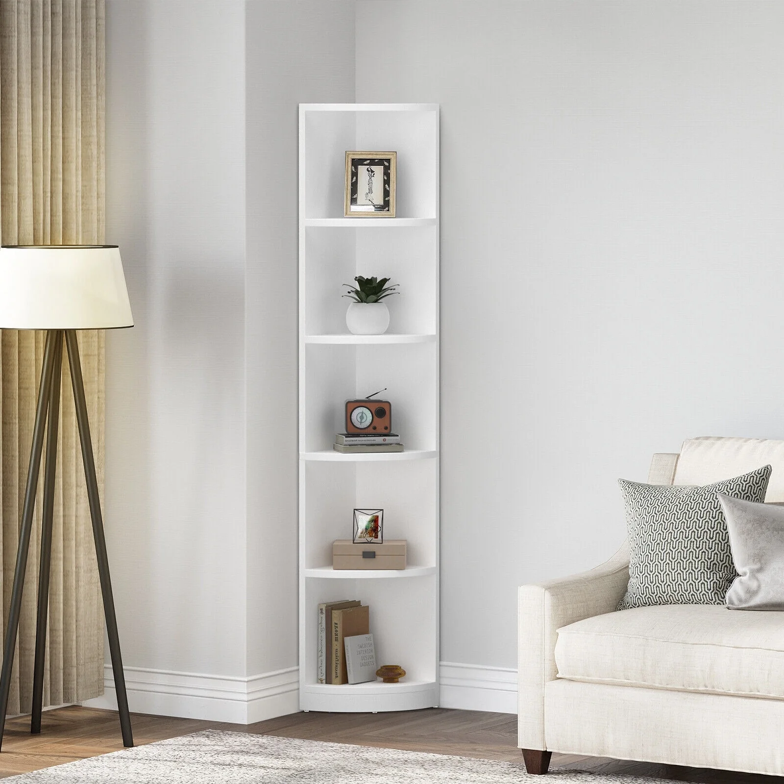 Herrell Wood 5-Tier 70.8 Tall Corner Bookshelf Bookcase