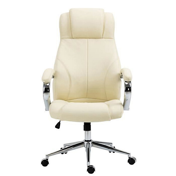 Fauteuil de Bureau Salford en véritable cuir - CLP - Salford - Ajustable - Pivotant - Crème