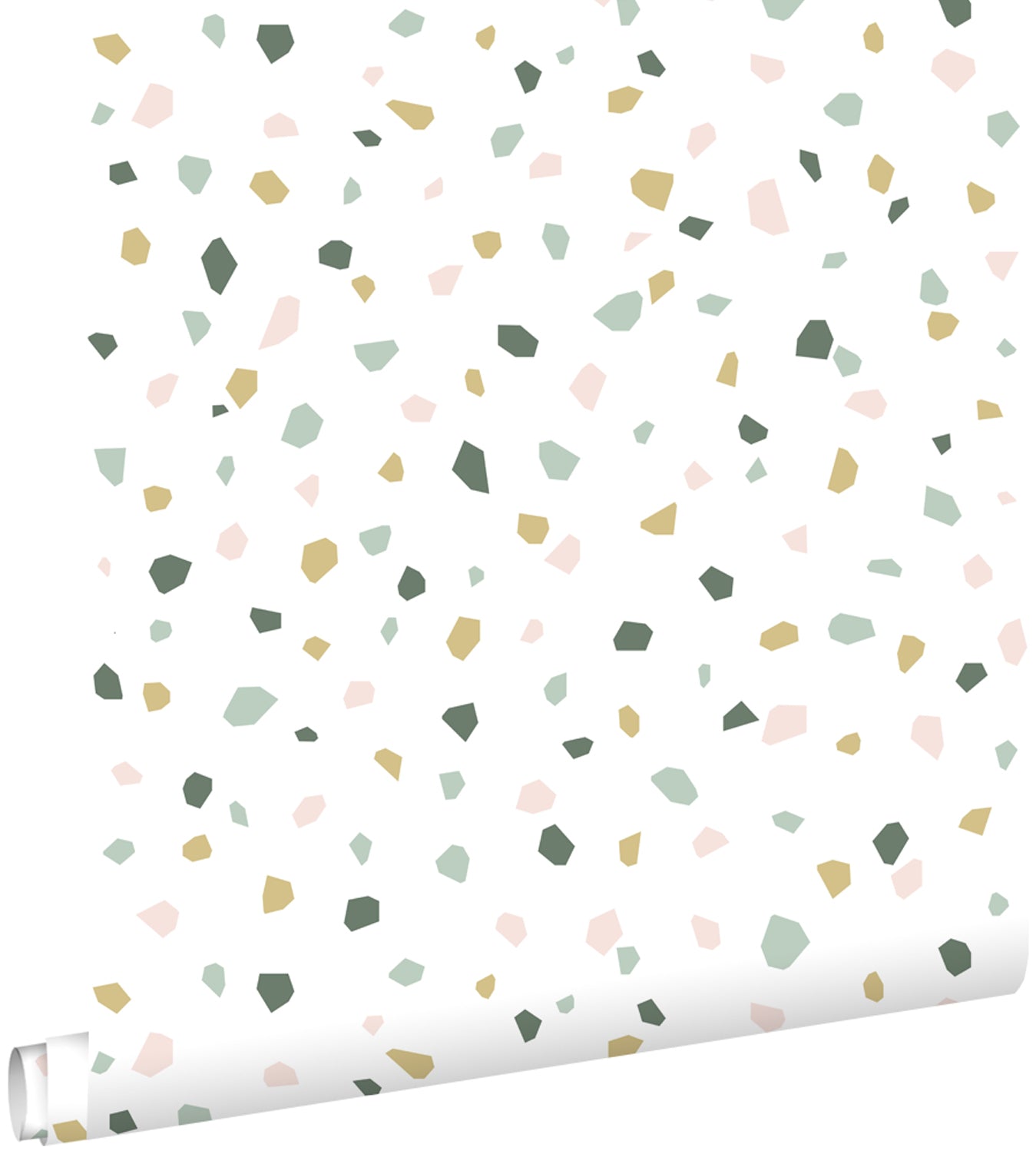 ESTAhome behang terrazzo wit, zacht roze en mintgroen - 53 cm x 10.05 m - 139033
