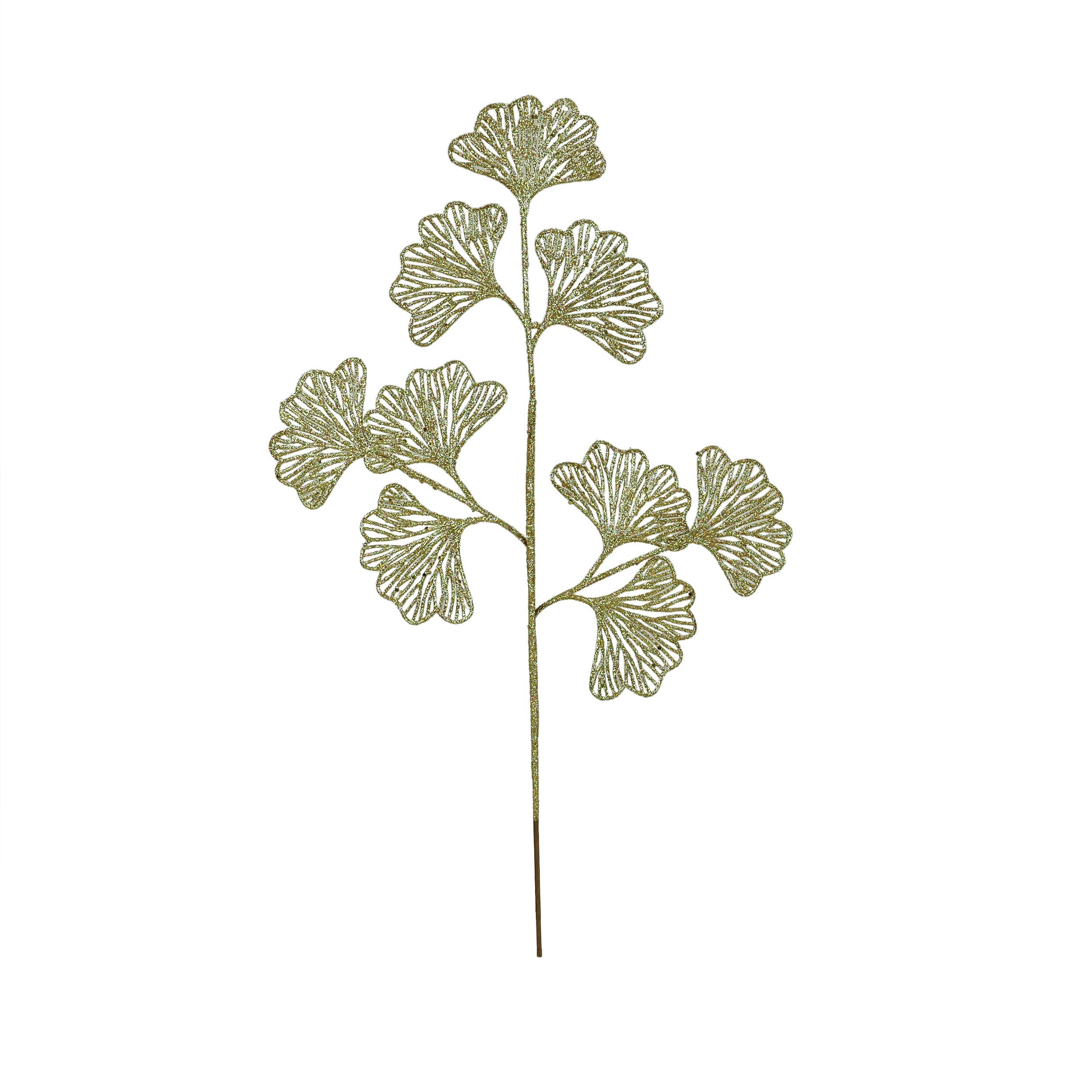 - Tige de feuillage artificielle dorée 70cm lot de 3