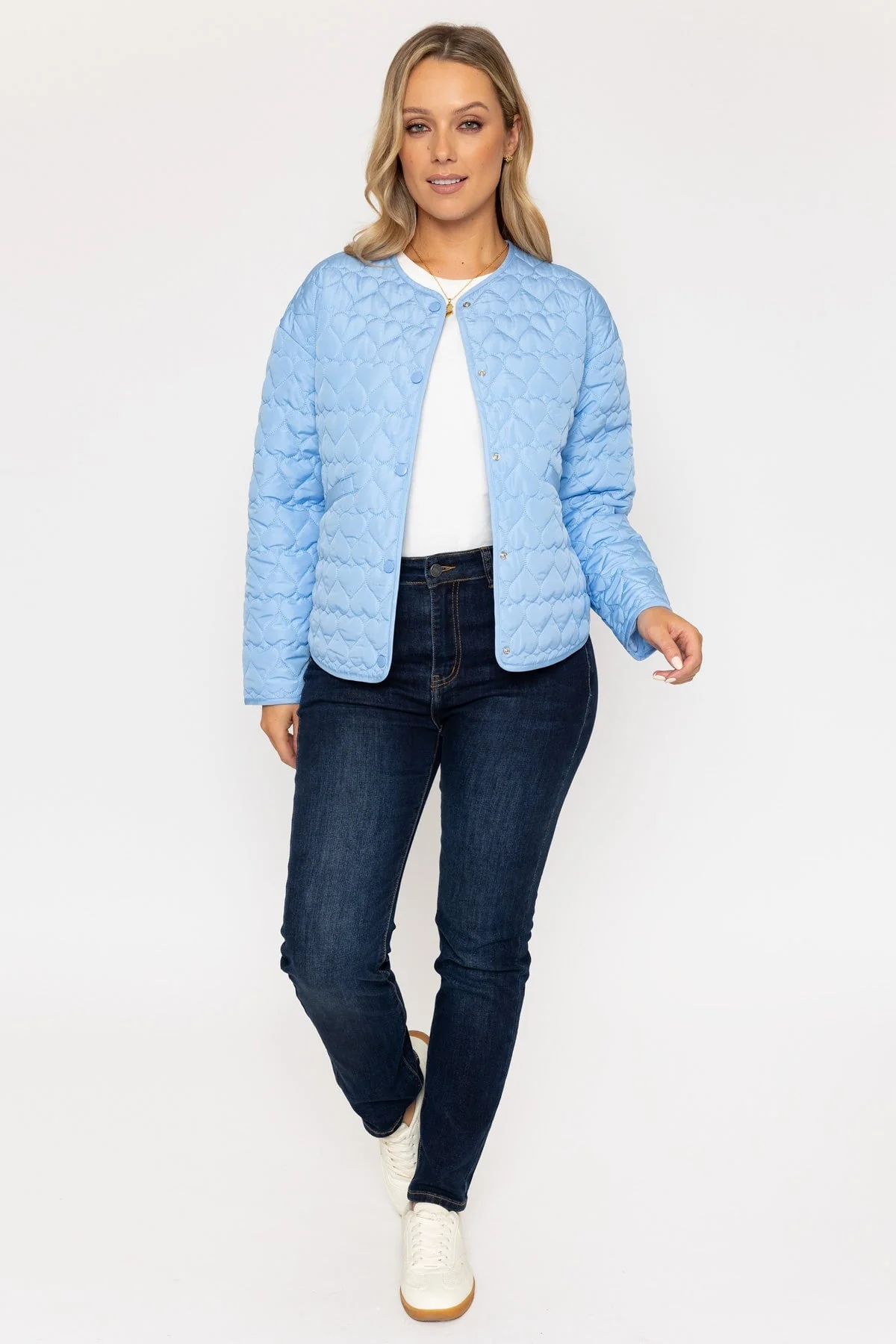 Heart Quilted Jacket in Blue