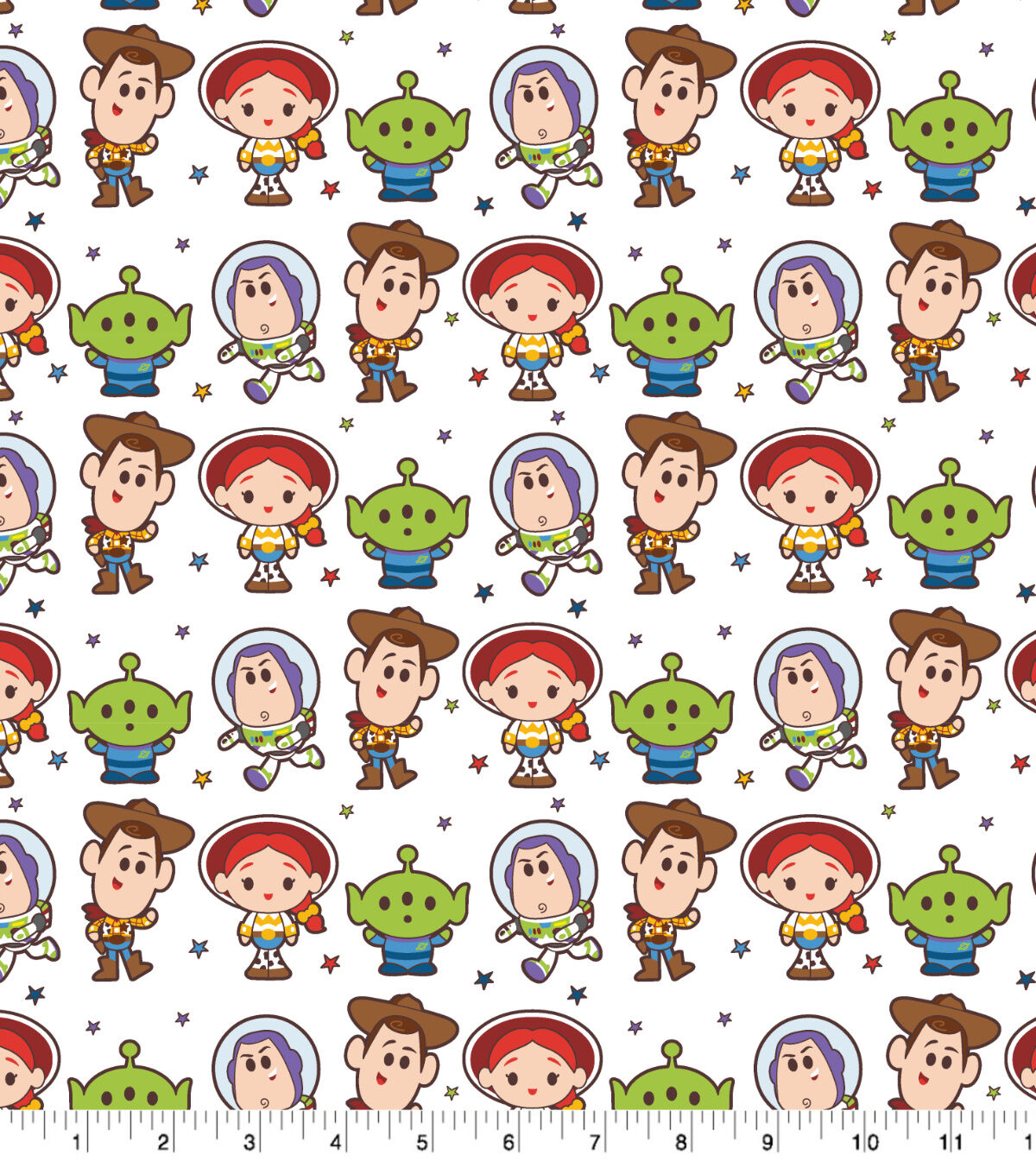 Disney Toy Story Cute Stars on White Cotton Fabric