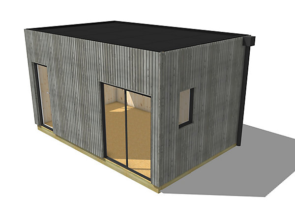 Bureau de jardin 4 saisons en bois 5,5 x 3,5 x 3,2 m / isolation RE2020 avec plancher isolé