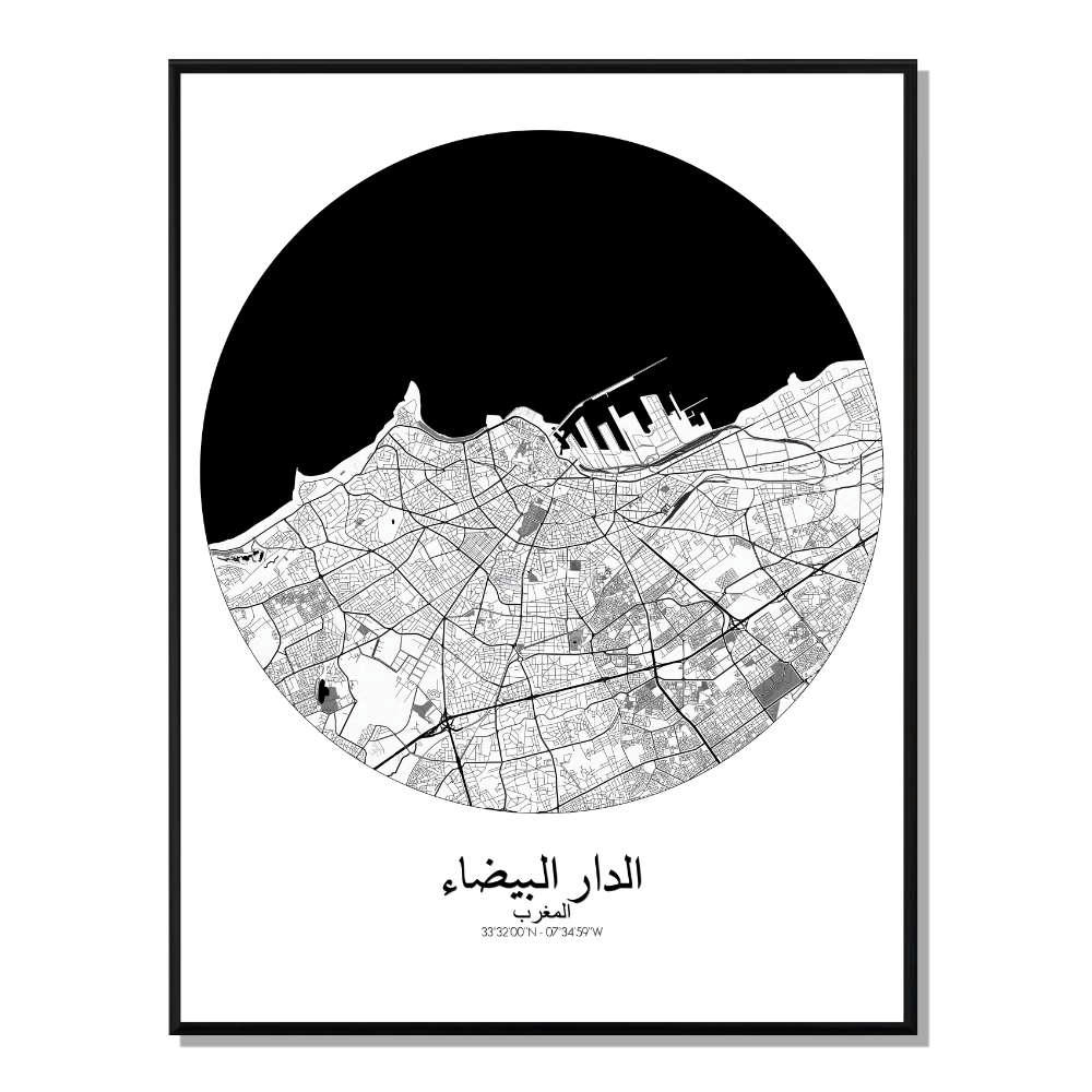 - Affiche Casablanca Carte ronde 40x50