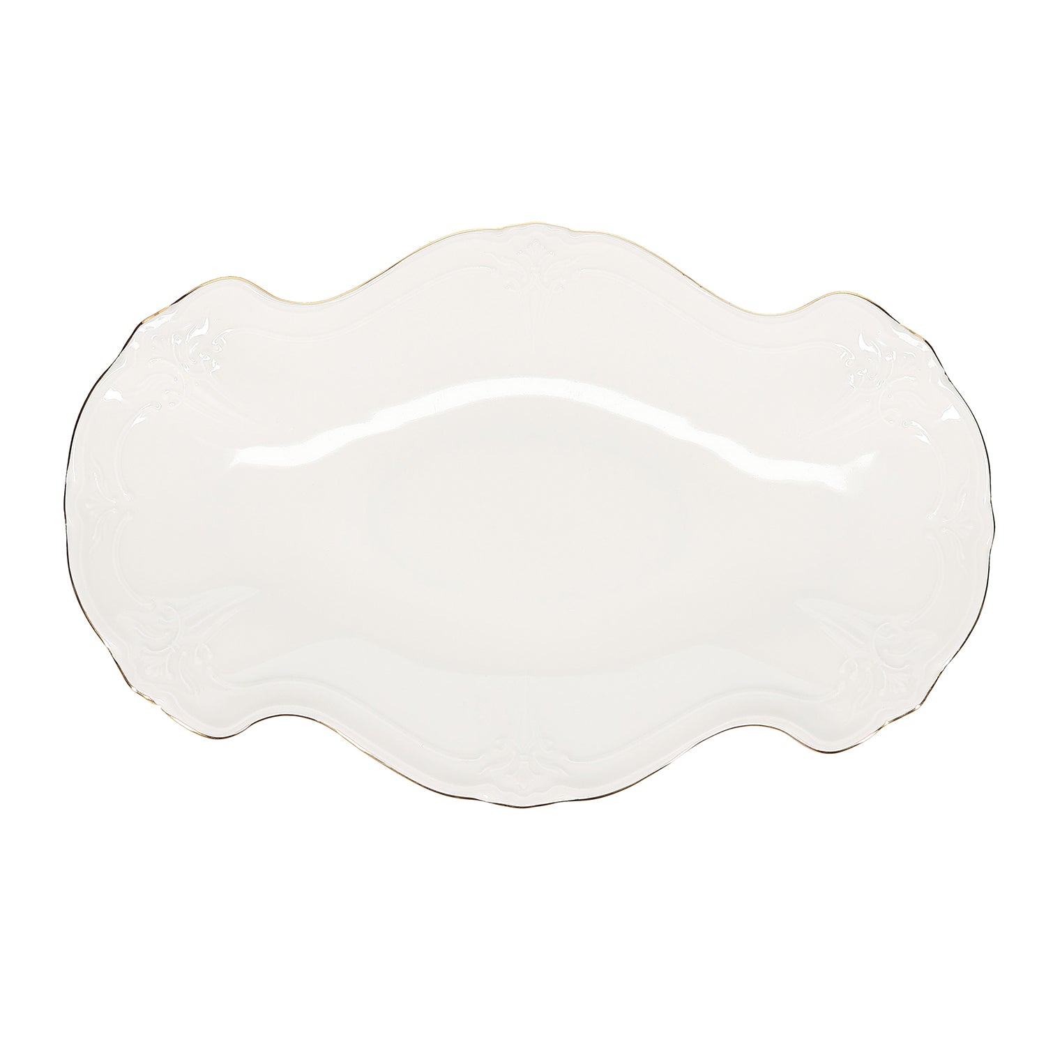 Bonbistro - Serveerschaal 39x25cm met gouden rand Retro - Set van 2