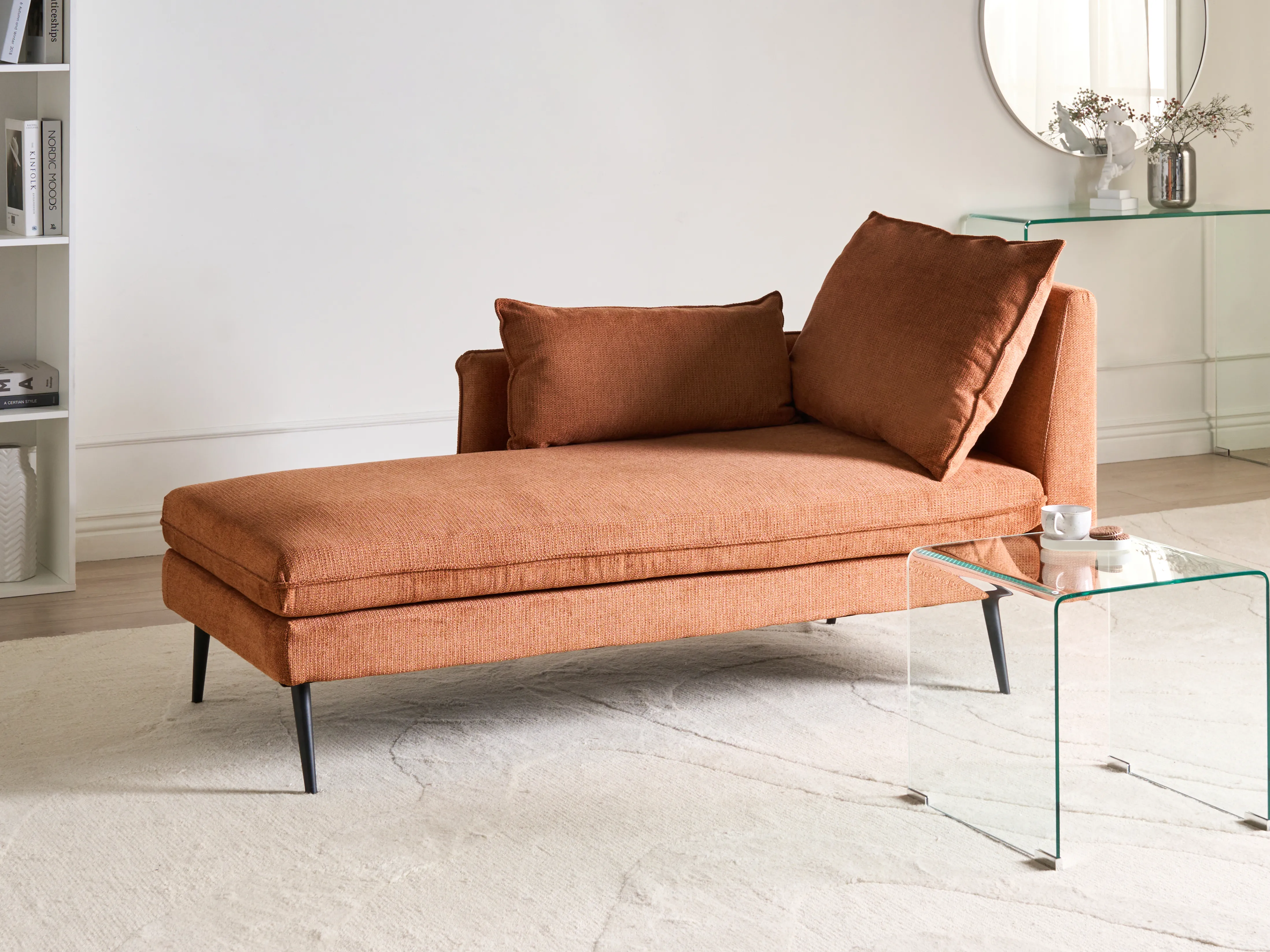 Right-Hand Chaise Longue YERRES Fabric Orange