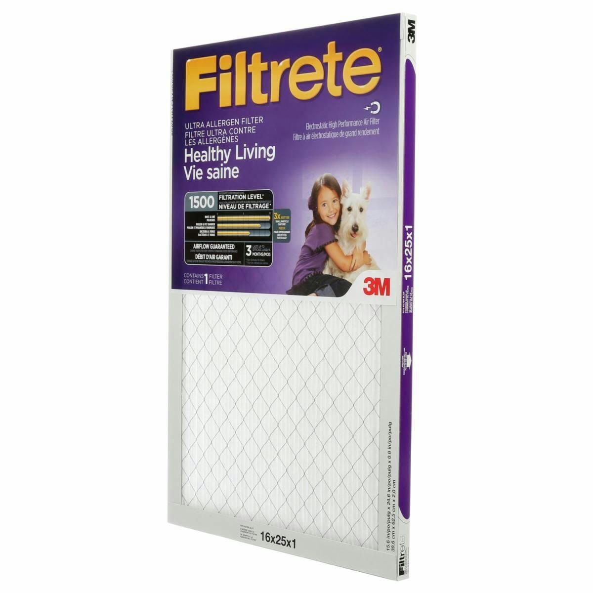 3M™ Filtrete™ Healthy Living Ultra Allergen Air Filter, MPR 1500, 16 x 25 x 1-in, 1-pk