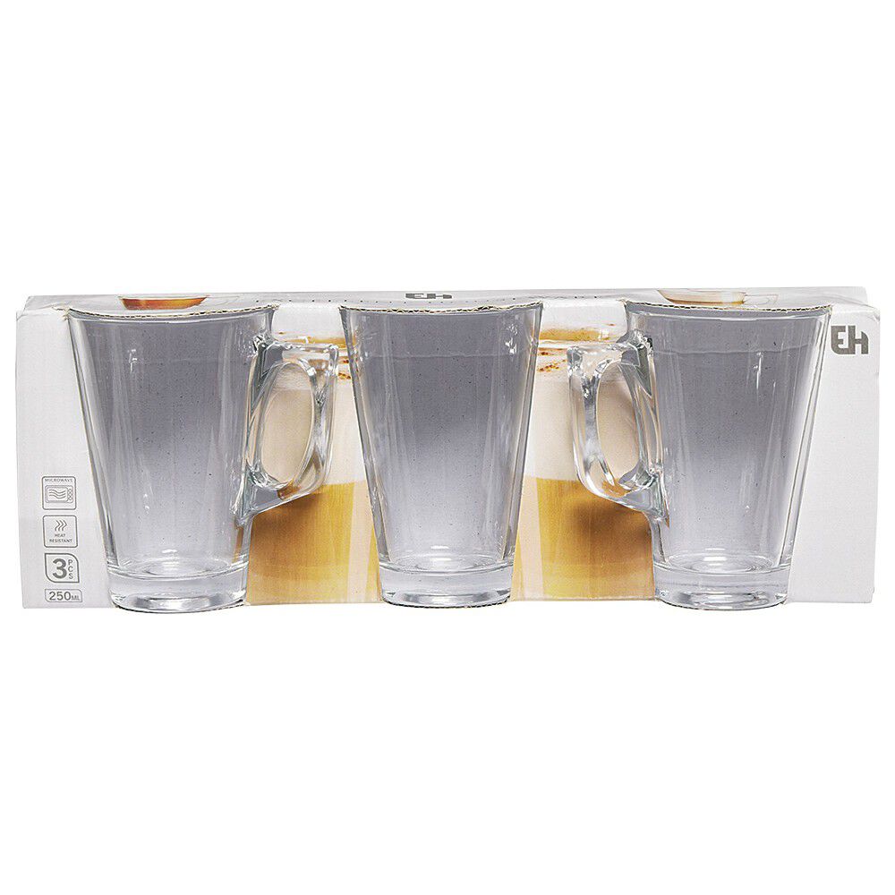 Tasse à café en verre transparent x3