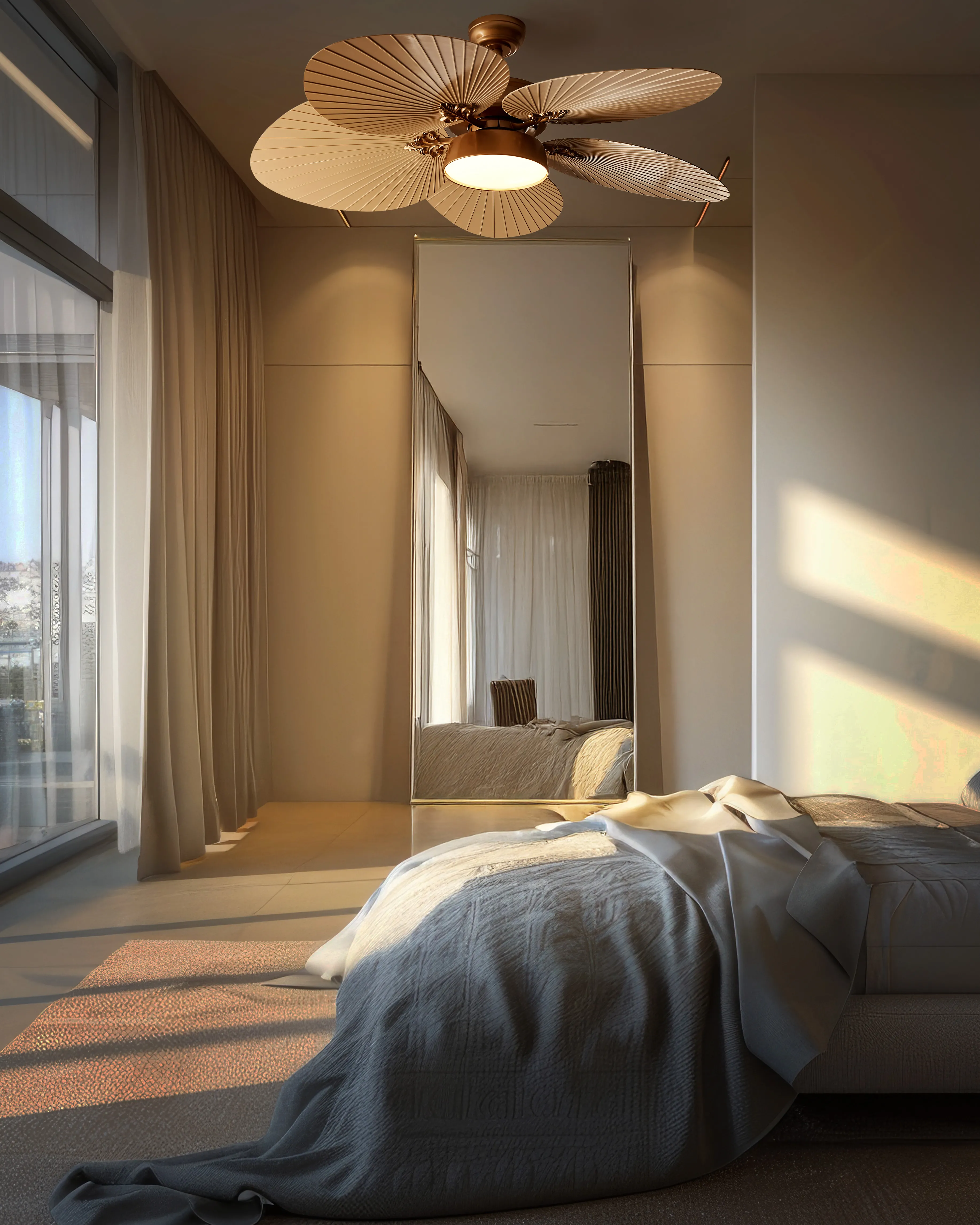 Ceiling Fan with Light BORMEJO with Remote LED Gold