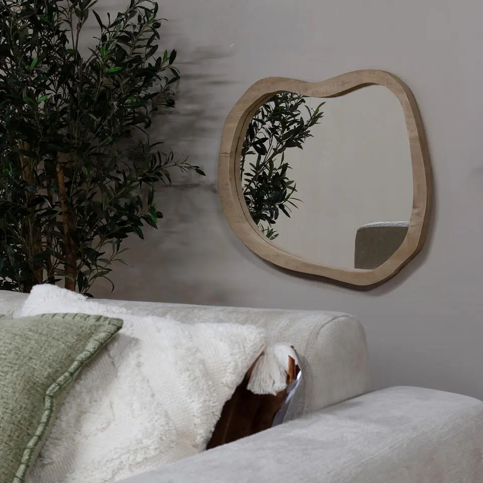 Spiegel Organisch Naturel Mangohout - 67x57x4cm - Eef