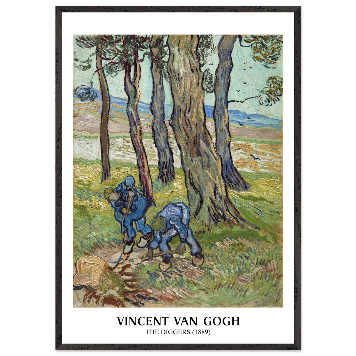 Artfulprints Poster met Lijst Vincent van Gogh - The diggers  - 70x100 cm - Groen