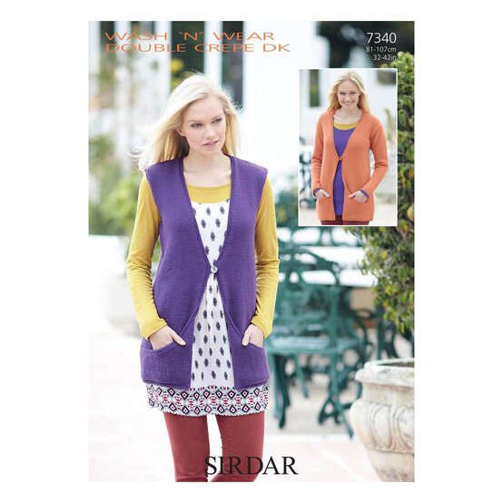 Sirdar Wash 'n' Wear Double Crepe Cardigan and Waistcoat Digital Pattern 7340