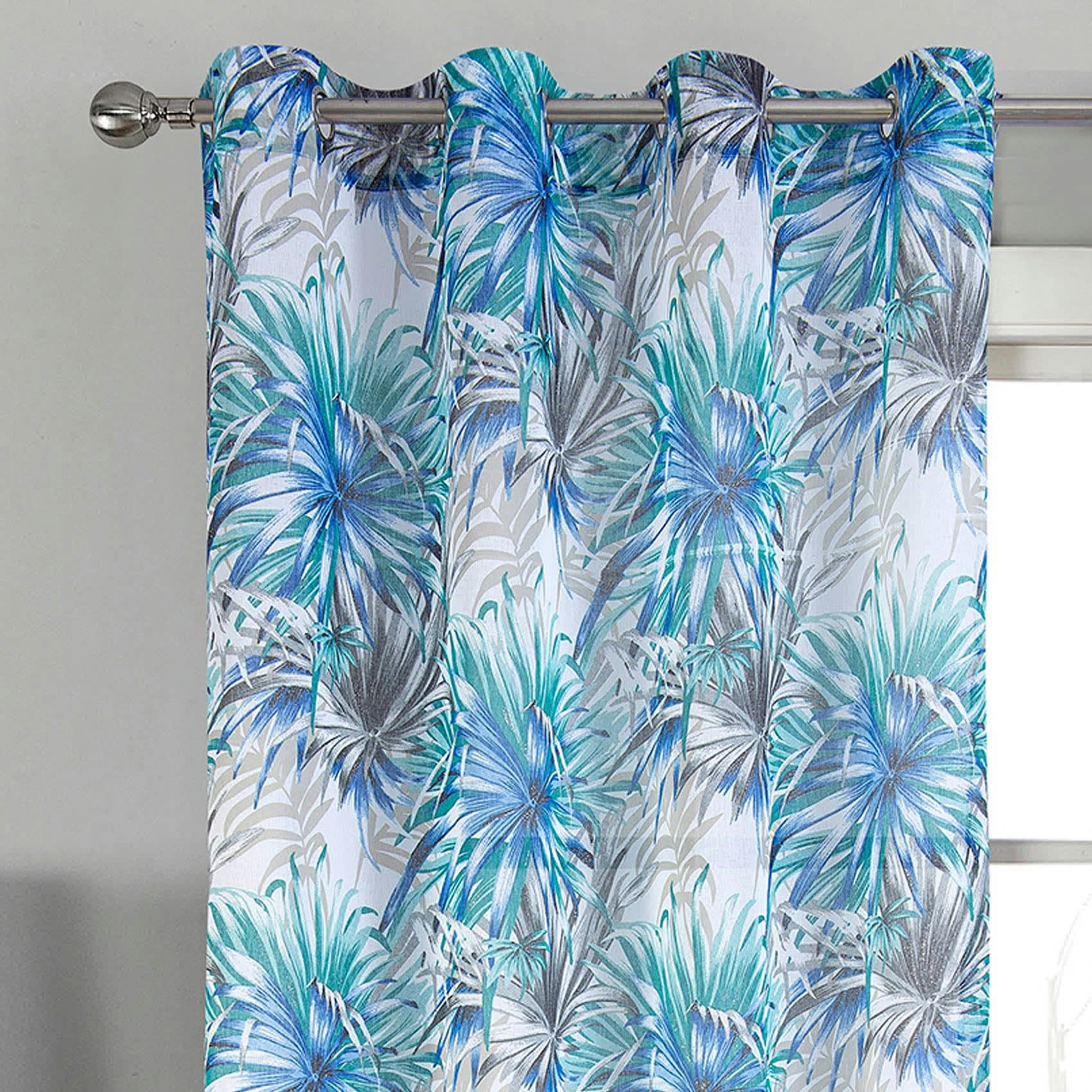 - Paire de voilage au style tropical polyester blanc 140x260 cm