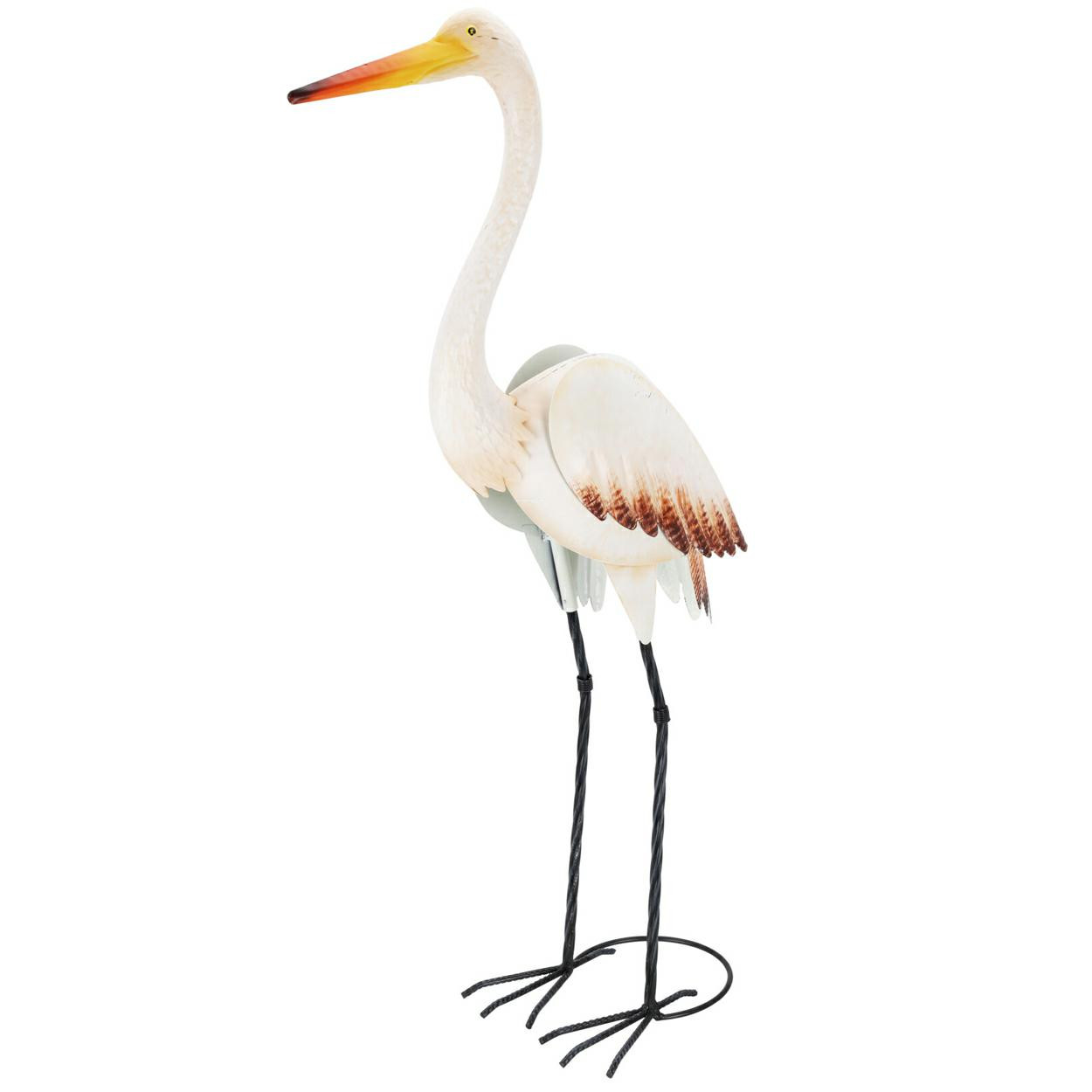 Figurka ogrodowa Żuraw metalowy 87 cm biały
