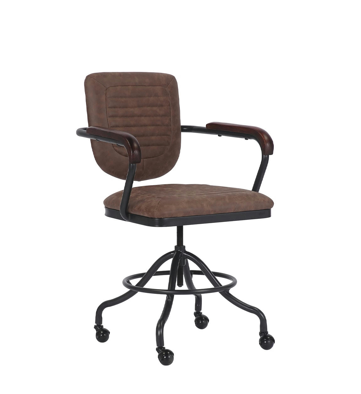 DETROIT - Fauteuil de bureau pivotant en noir et simili cuir marron