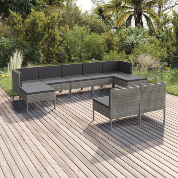 Zestaw wypoczynkowy do ogrodu Szary Technorattan 2x narożna   5x sofa