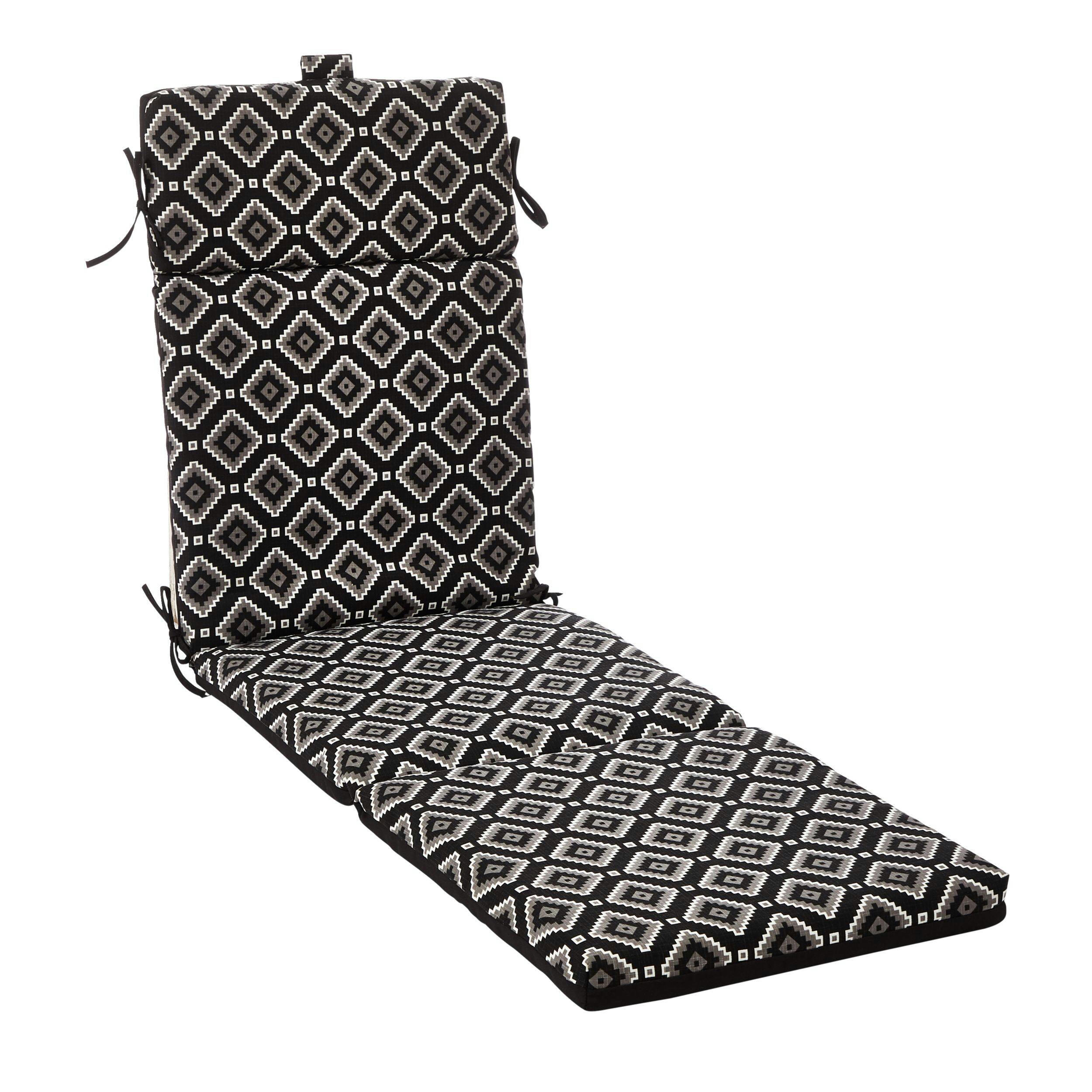 CANVAS BoHo Patio UV, Water & Stain Resistant Lounger Chair Pad, Black