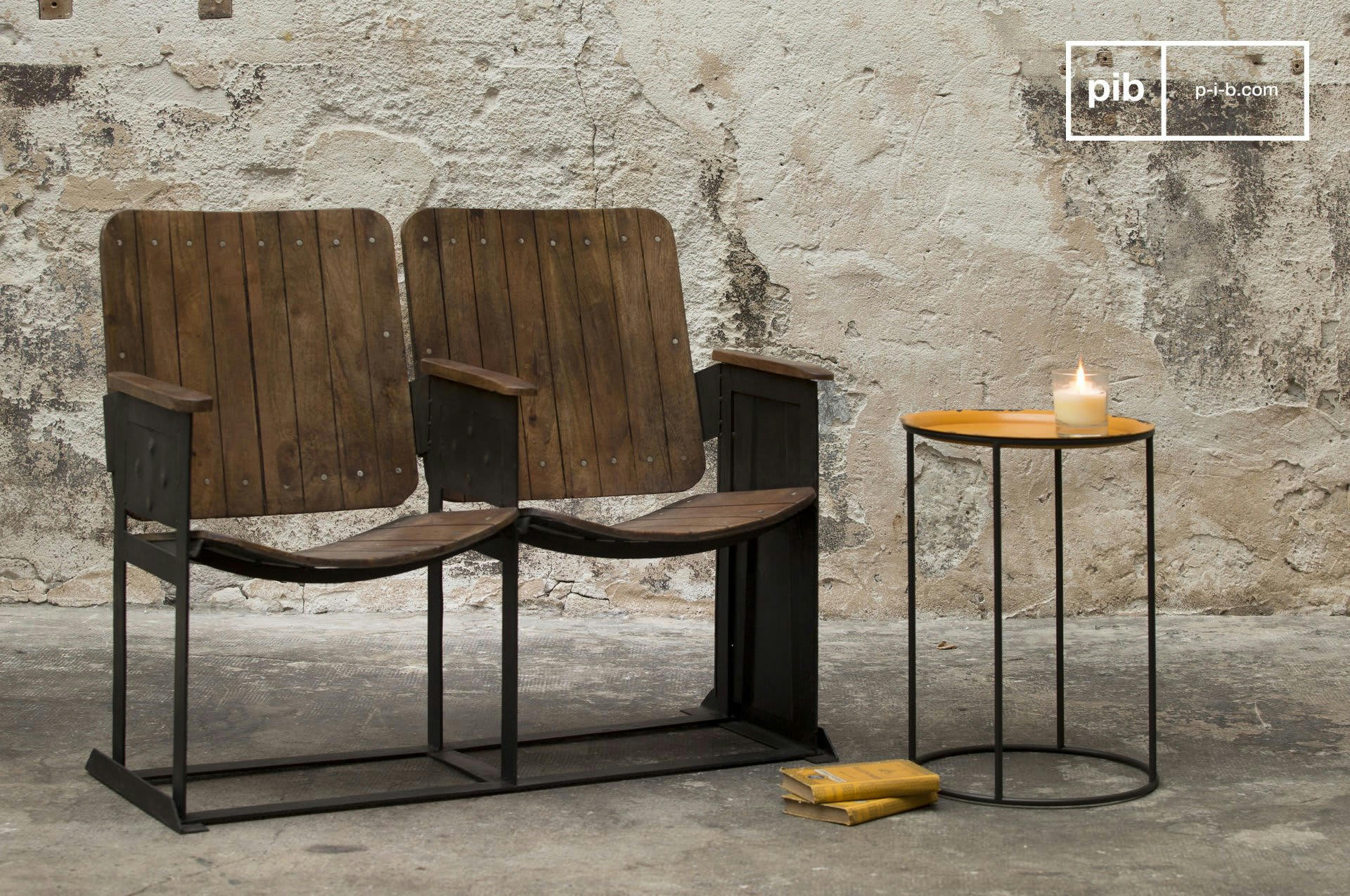 THEATRE - Double siège de théâtre en bois marron