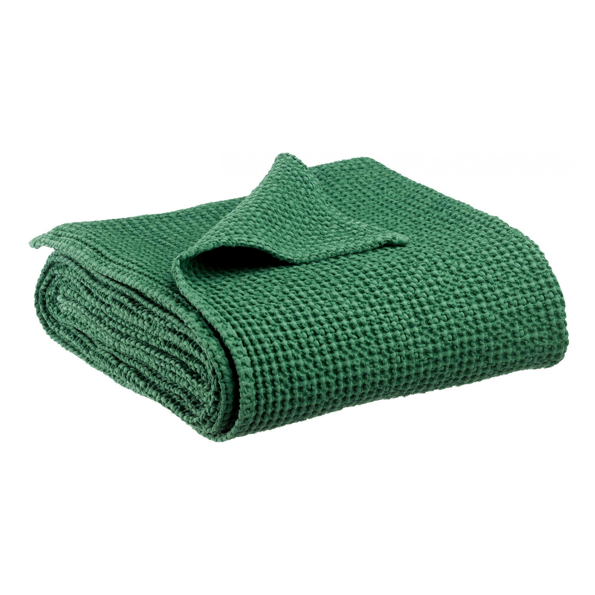 MAIA - Plaid stonewashed  en coton epicea 140 x 200