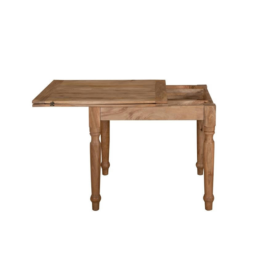 - Table bois de manguier extensible naturel 90x90x80