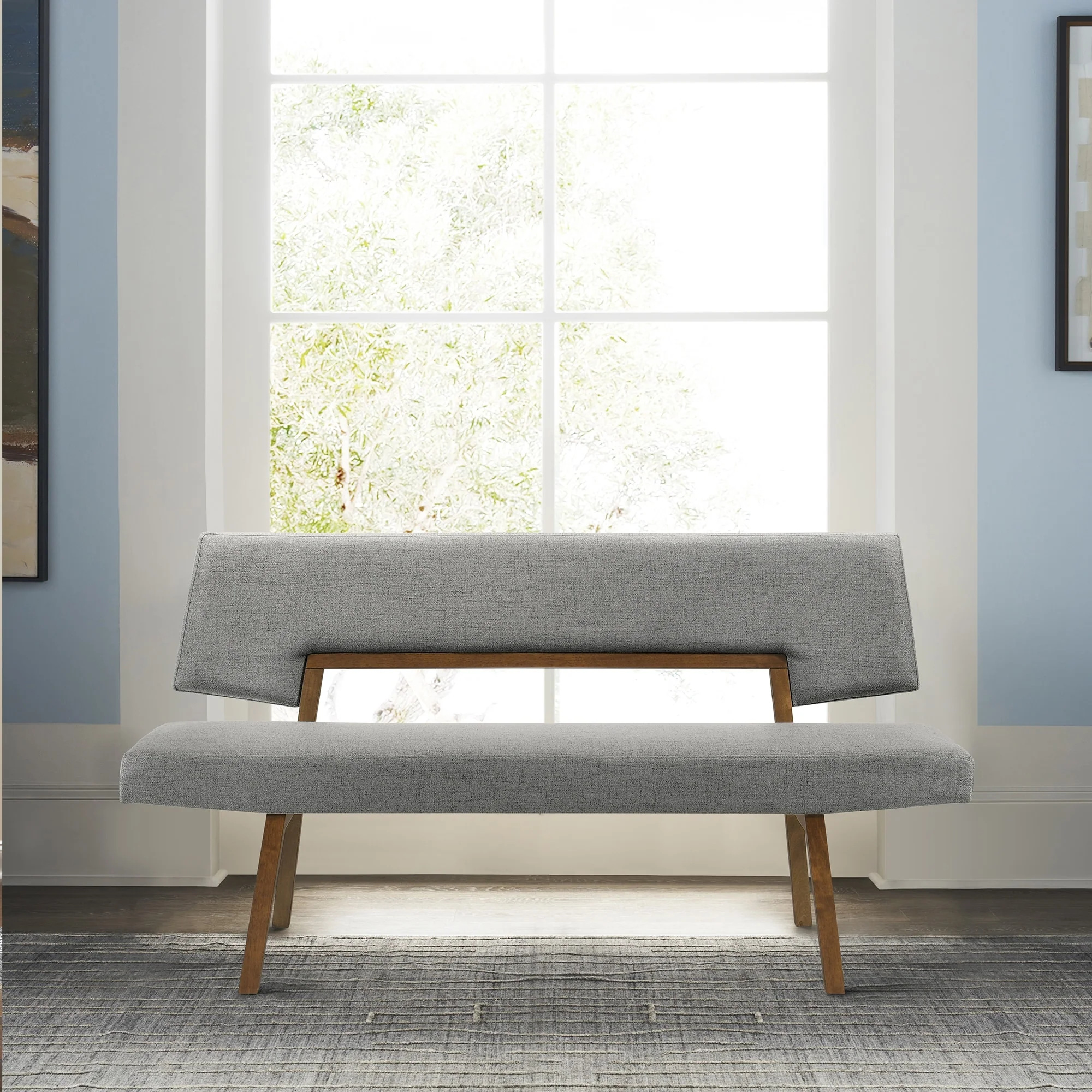 Channell Mid-Century 63 Upholstered Wood Entryway Dining Bench