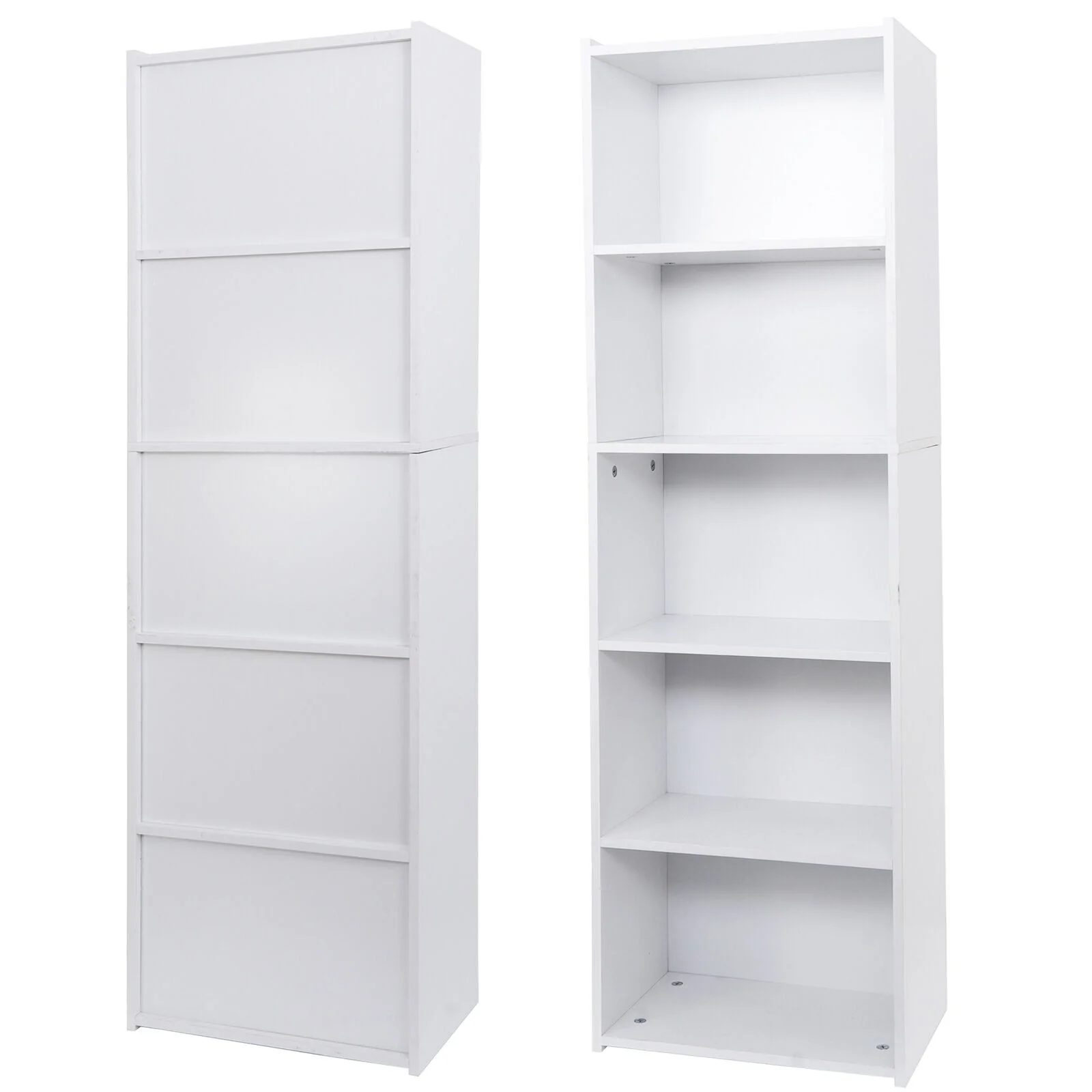 White 5-Tier Wall Shelf Organizer for Home Bookshelf Storage