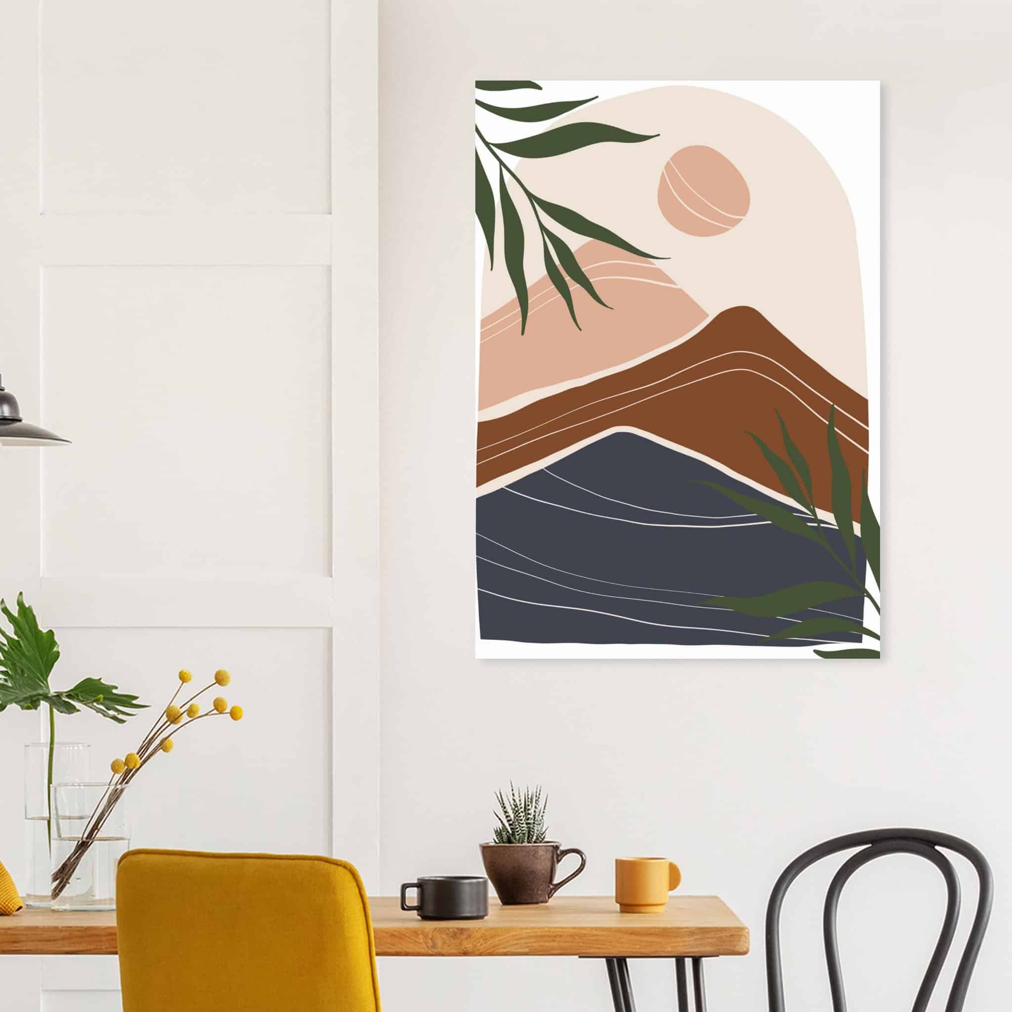 Artfulprints Poster Boho – Mountain sun  - 70x100 cm - Bruin