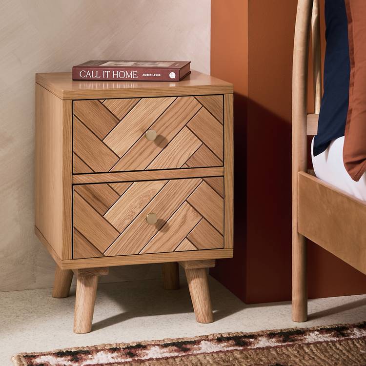 Habitat Afram 2 Drawer Bedside Table - Oak