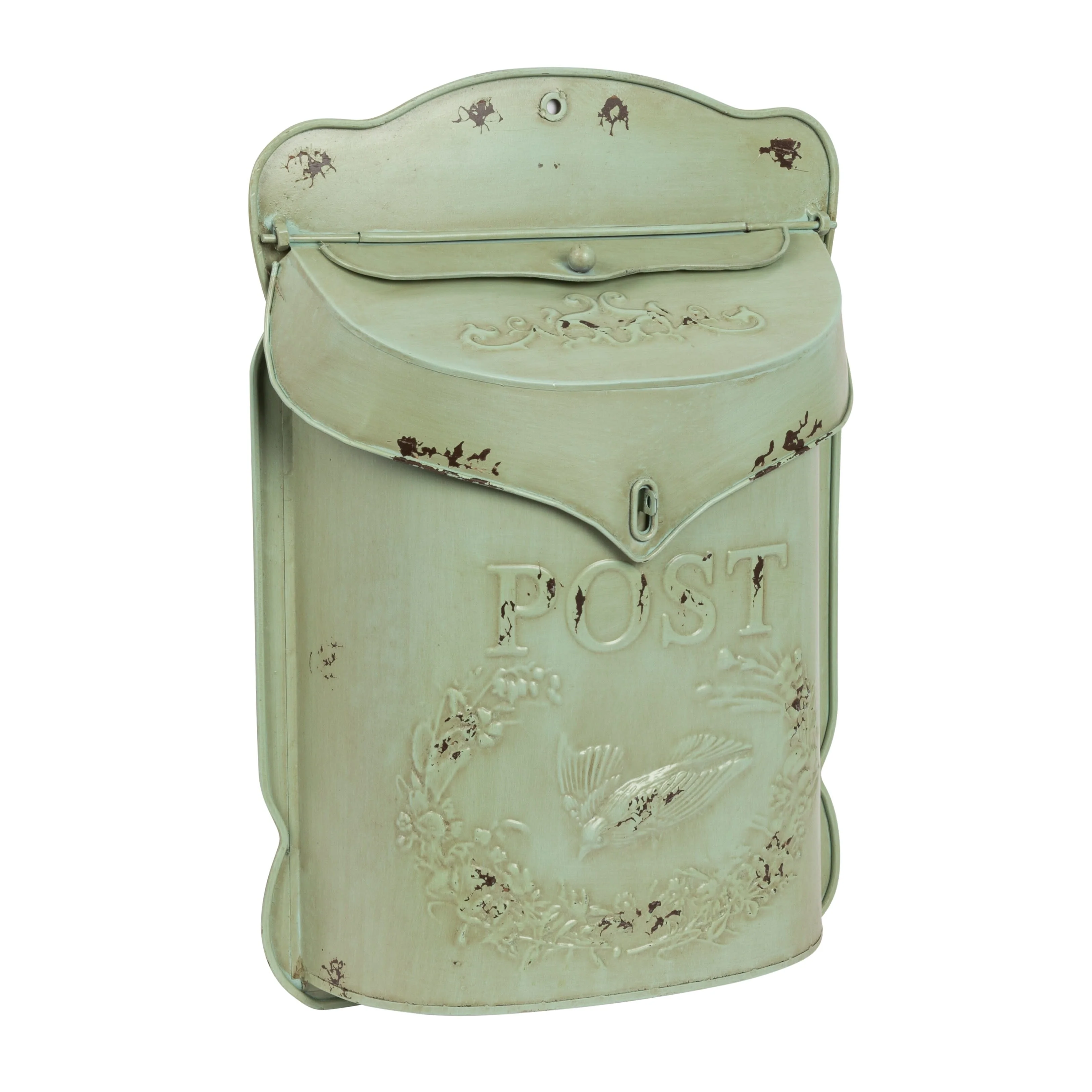 Embossed Tin Post Box with Distressed Finish