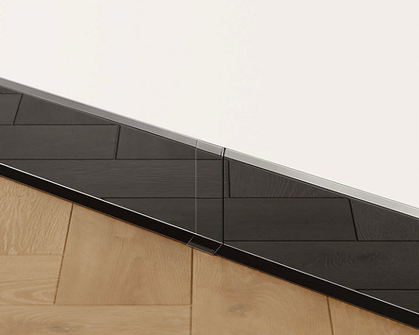 Joint FI en acier inoxydable pour plinthe Noir poli - 80mm x 30mm x 12mm