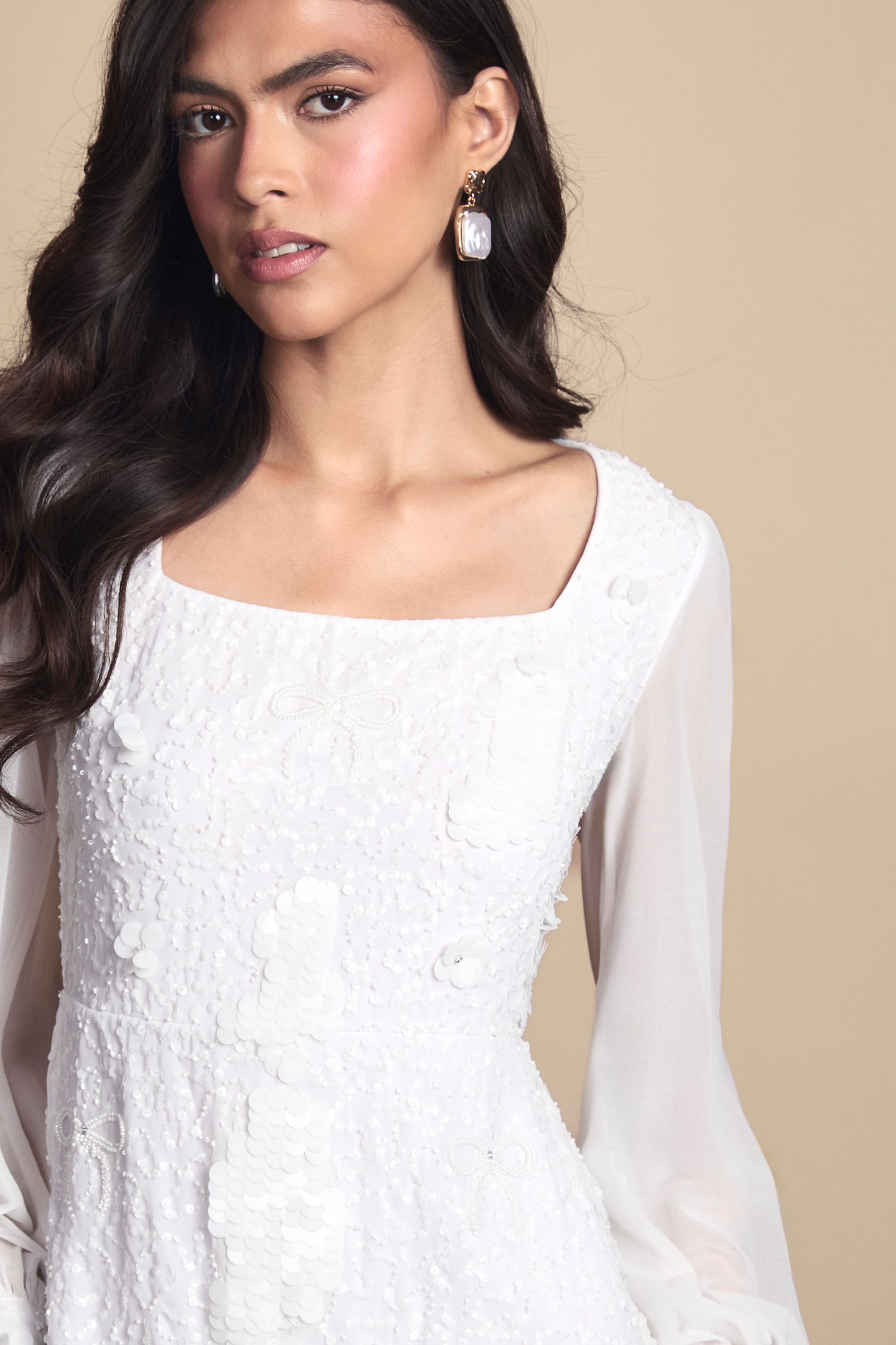 Coast Bow Embellished Sleeve Mini Dress
