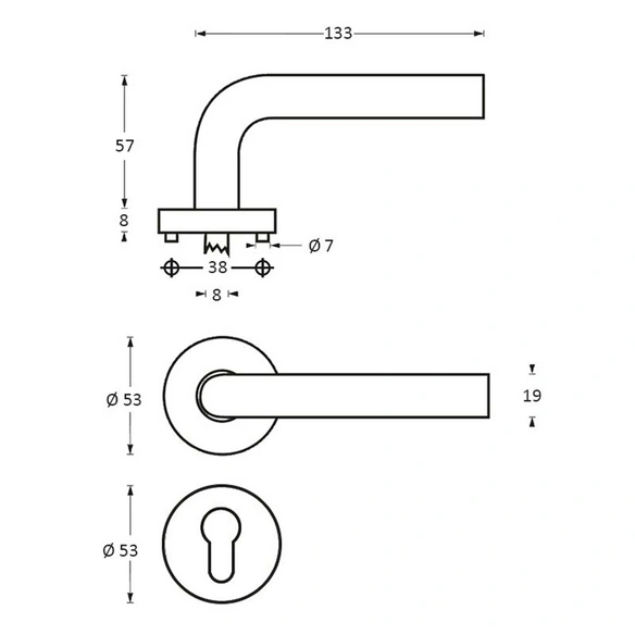 Türdrücker »Lisa«, D.53x8mm PZ-Rosetten