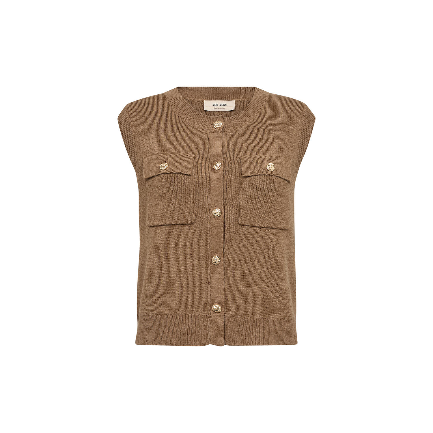 MMAyana Wool Knit Vest, dark camel