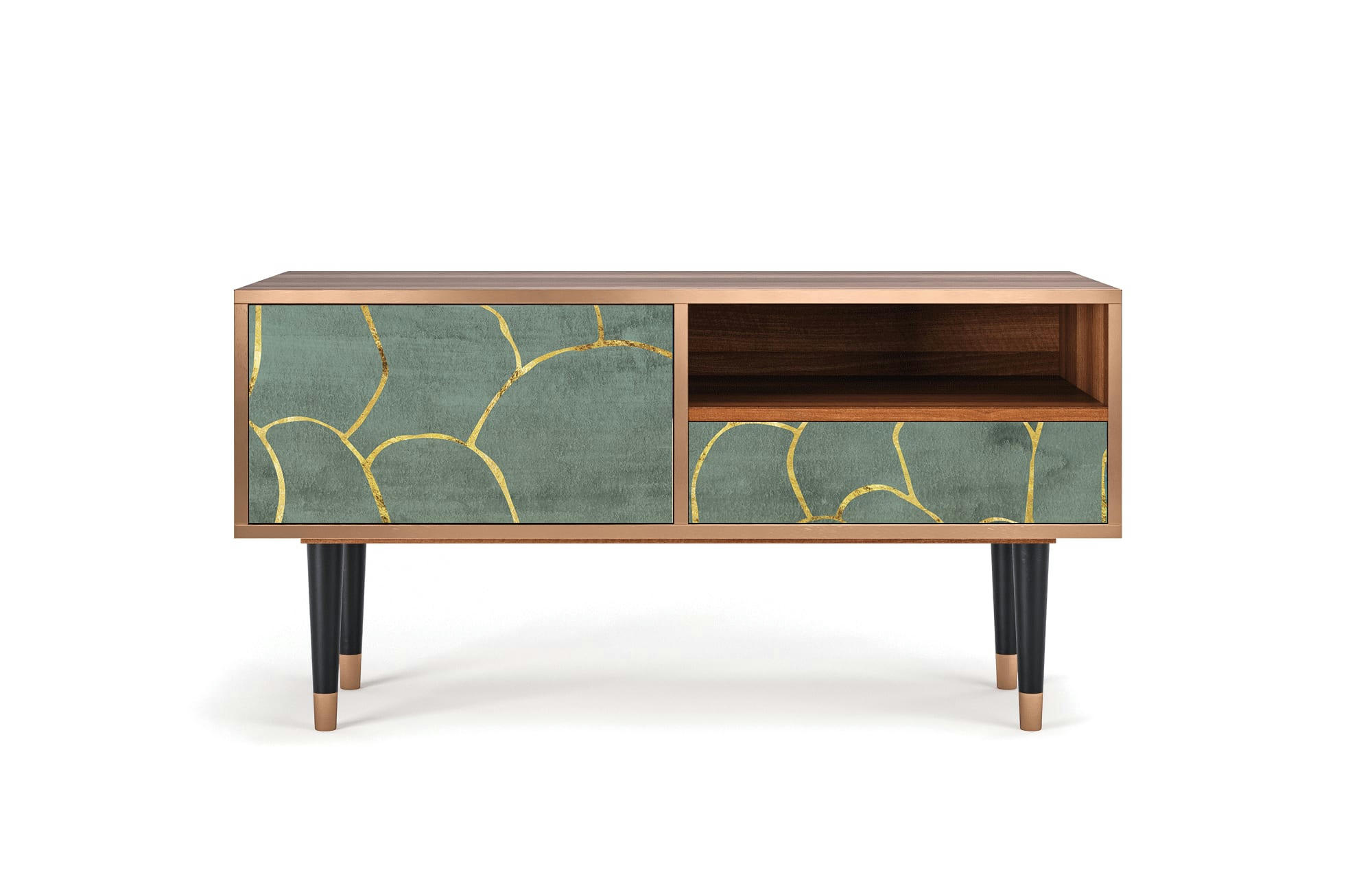 MAGNIFICENT WATER LILY - Meuble TV  bleu-vert 1 tiroir et 1 porte L 115 cm