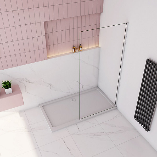 paroi de douche à l'italienne fixe 40x200cm,style atelier,Profilé en aluminium chromé,en 8mm verre anticalcaire,sans receveur