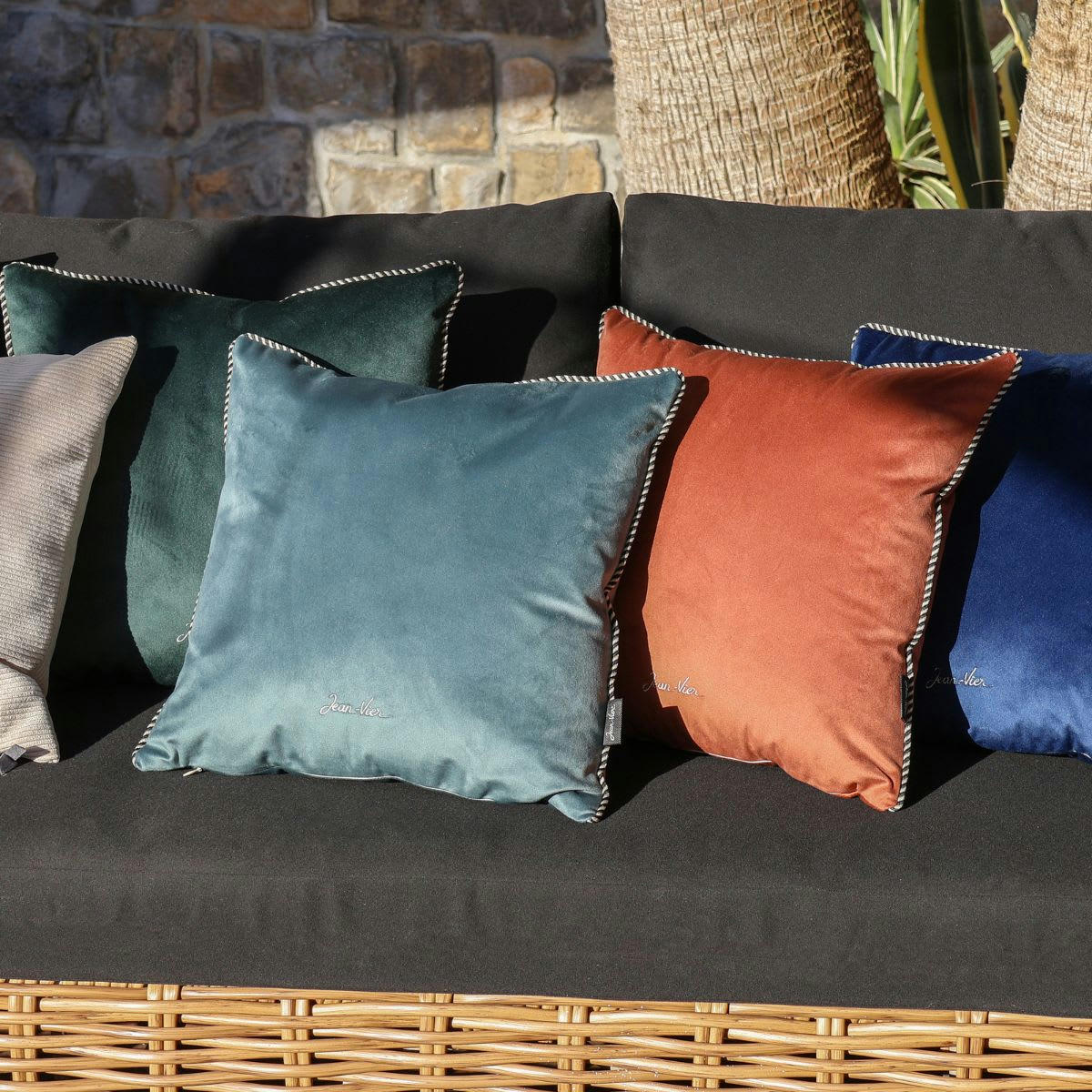 - Housse de coussin en velours vert de gris 40x40 cm