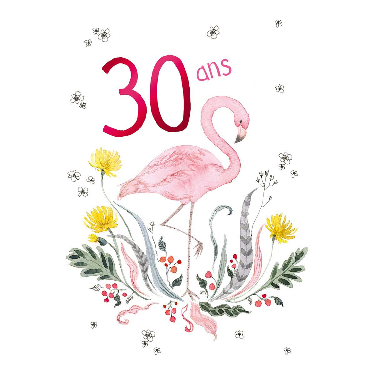 - Carte 30 Ans Flamant Rose