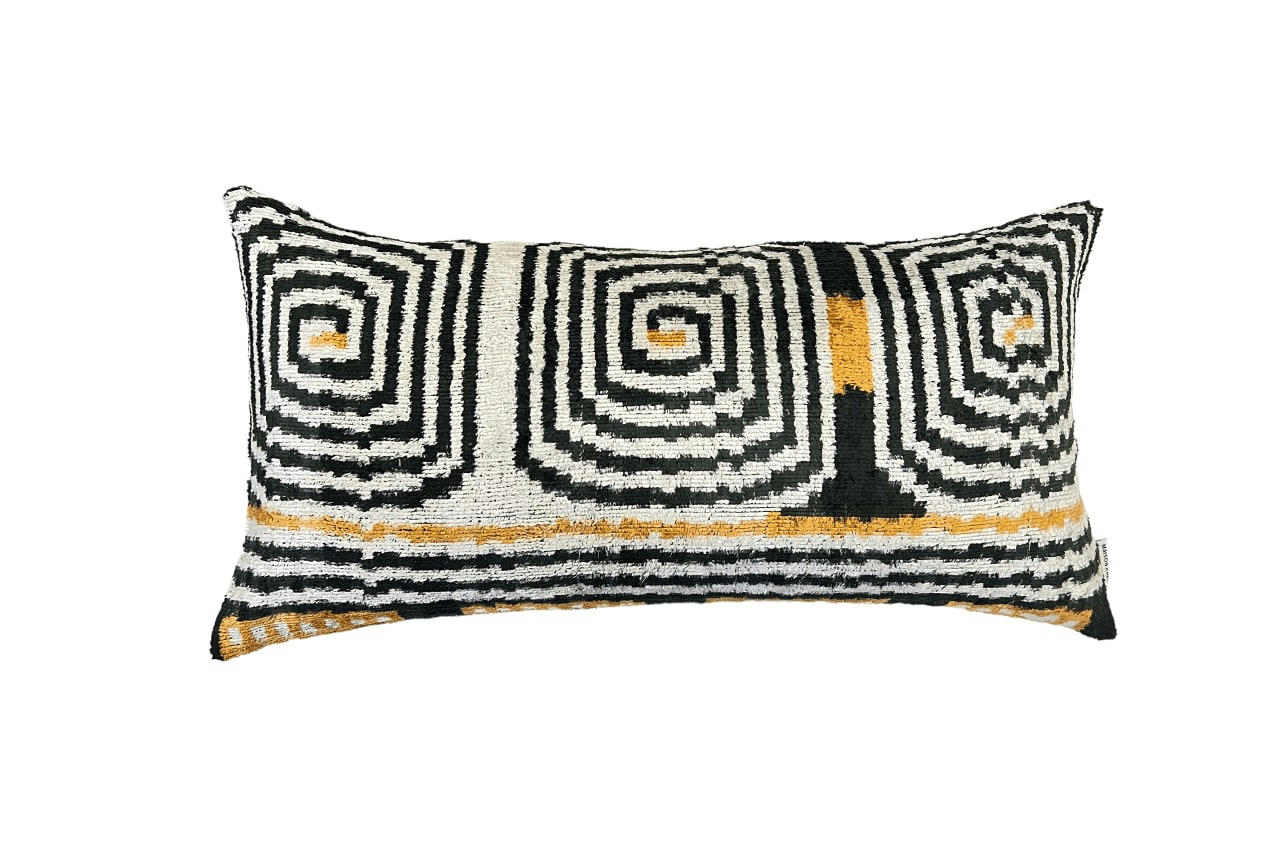 - Housse de coussin velours soie ikat   30x60 multicouleur